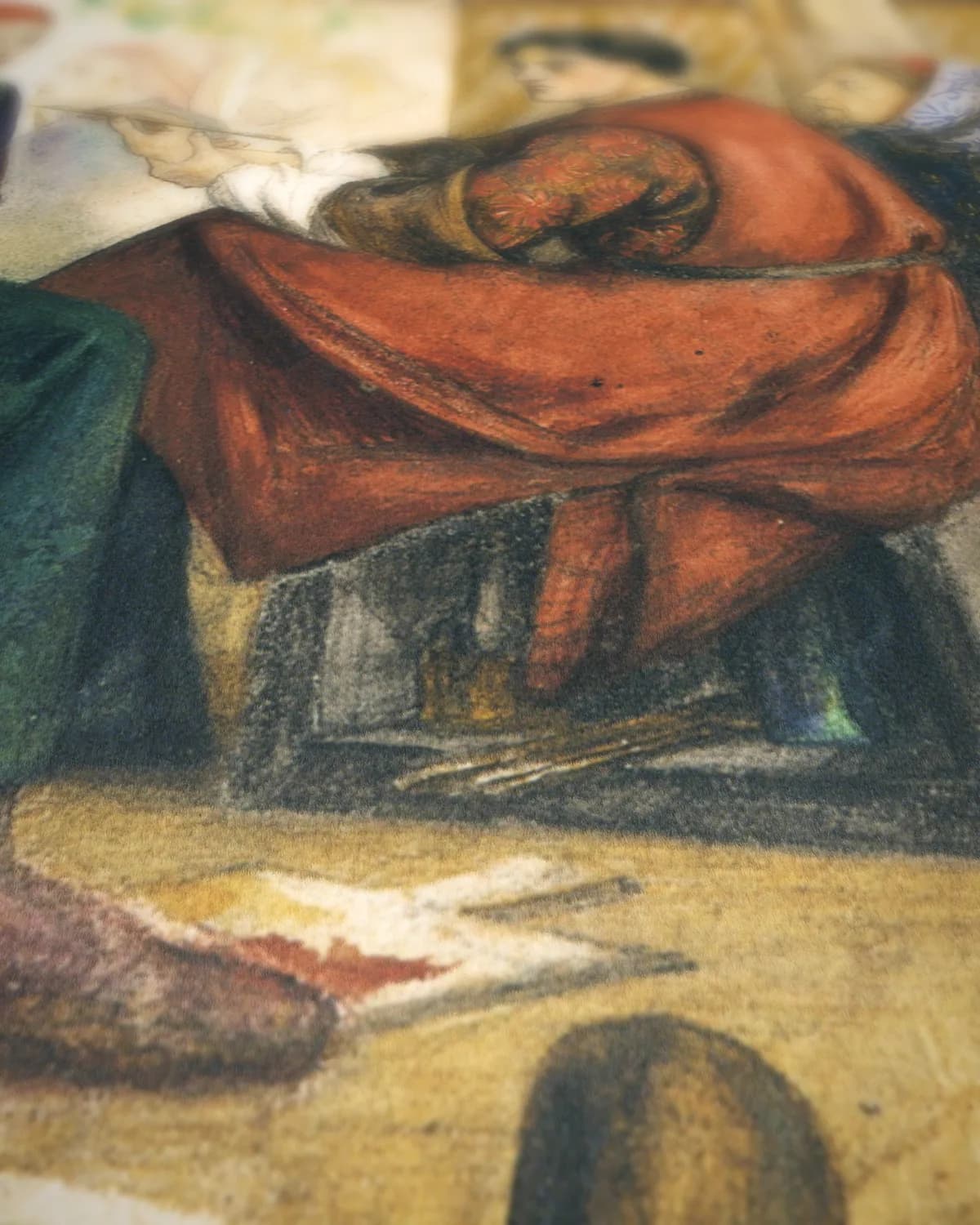 Giotto schildert het portret van Dante op geweven fluweel, uitsnede 3 van 3