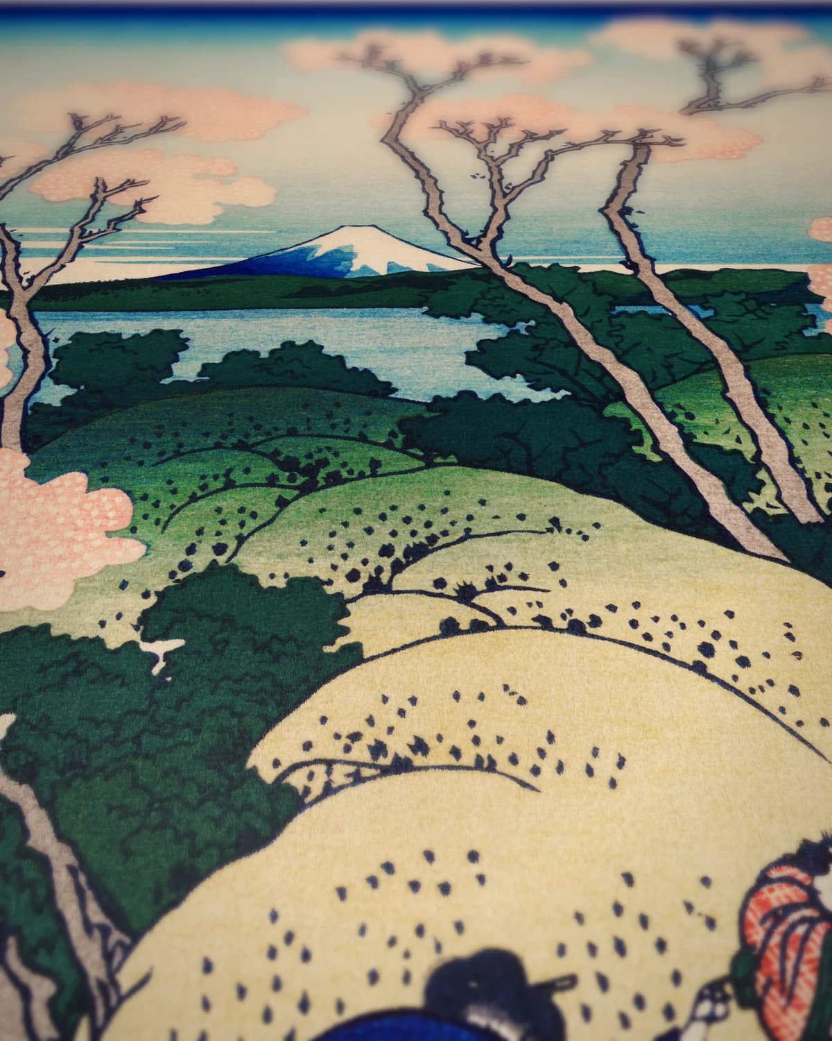 Goten-Yama Heuvel, Shinagawa aan de Tokaido op geweven fluweel, uitsnede 3 van 3