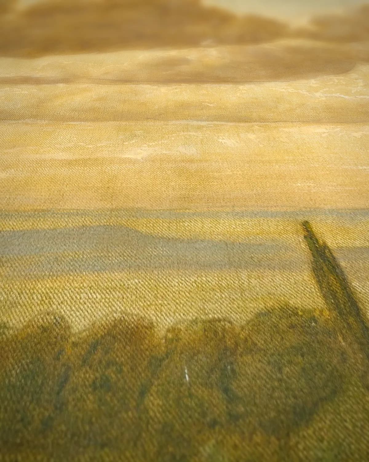 Gouden Avond boven het Dorp op geweven fluweel, uitsnede 1 van 3