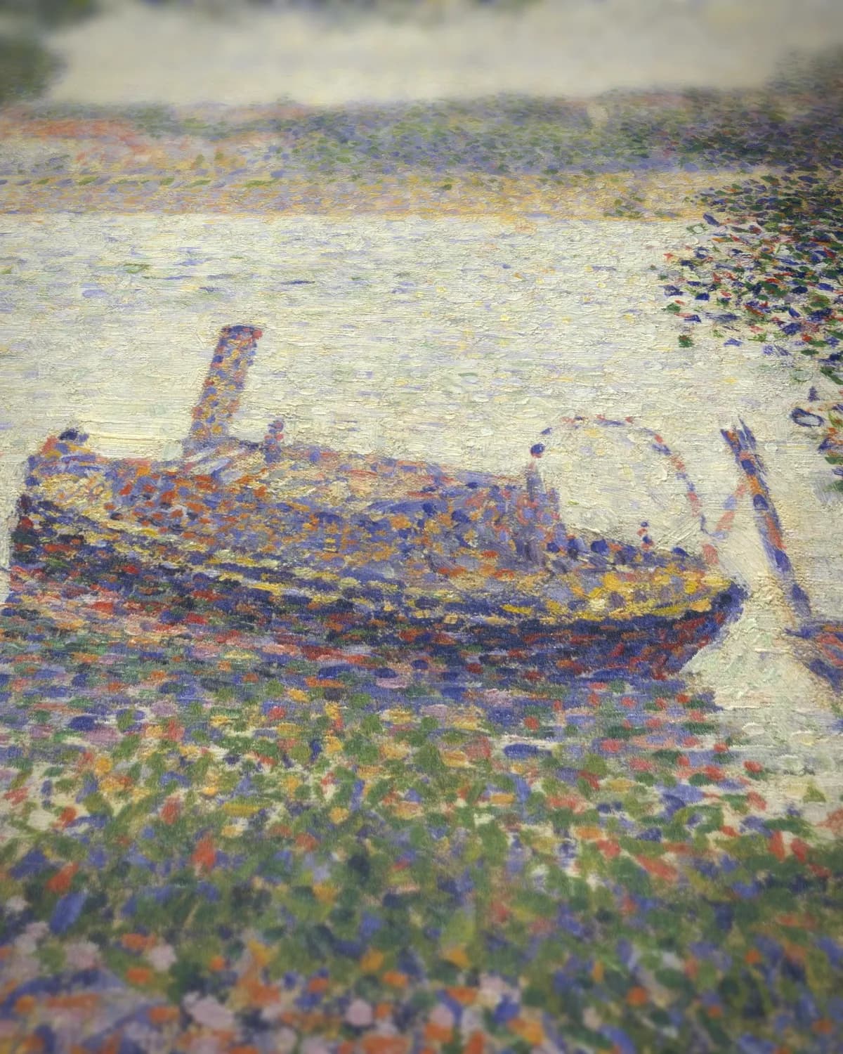 Grijze dag op de Grande Jatte op geweven fluweel, uitsnede 3 van 3