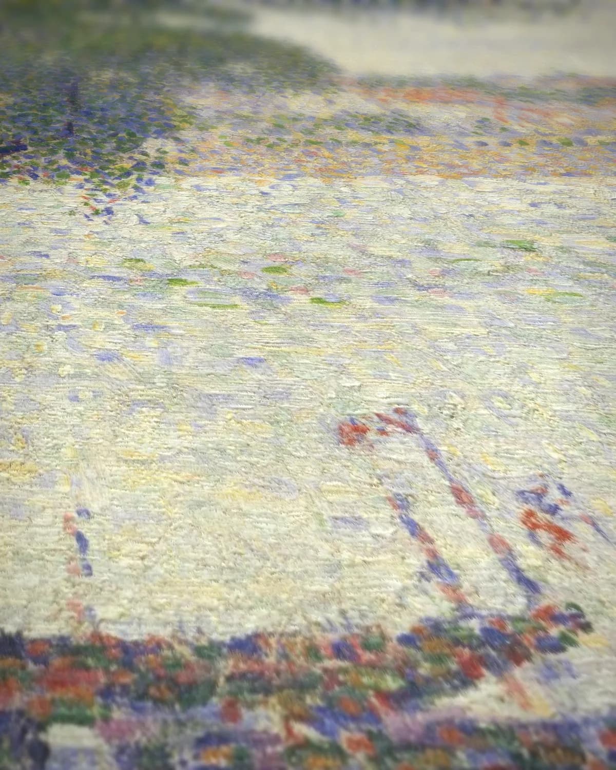 Grijze dag op de Grande Jatte op geweven fluweel, uitsnede 2 van 3