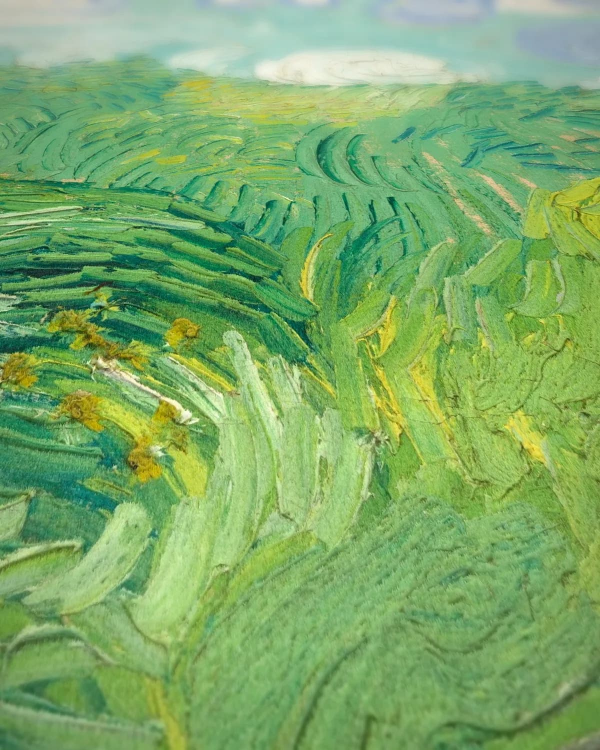 Groene korenvelden, Auvers op geweven fluweel, uitsnede 1 van 3