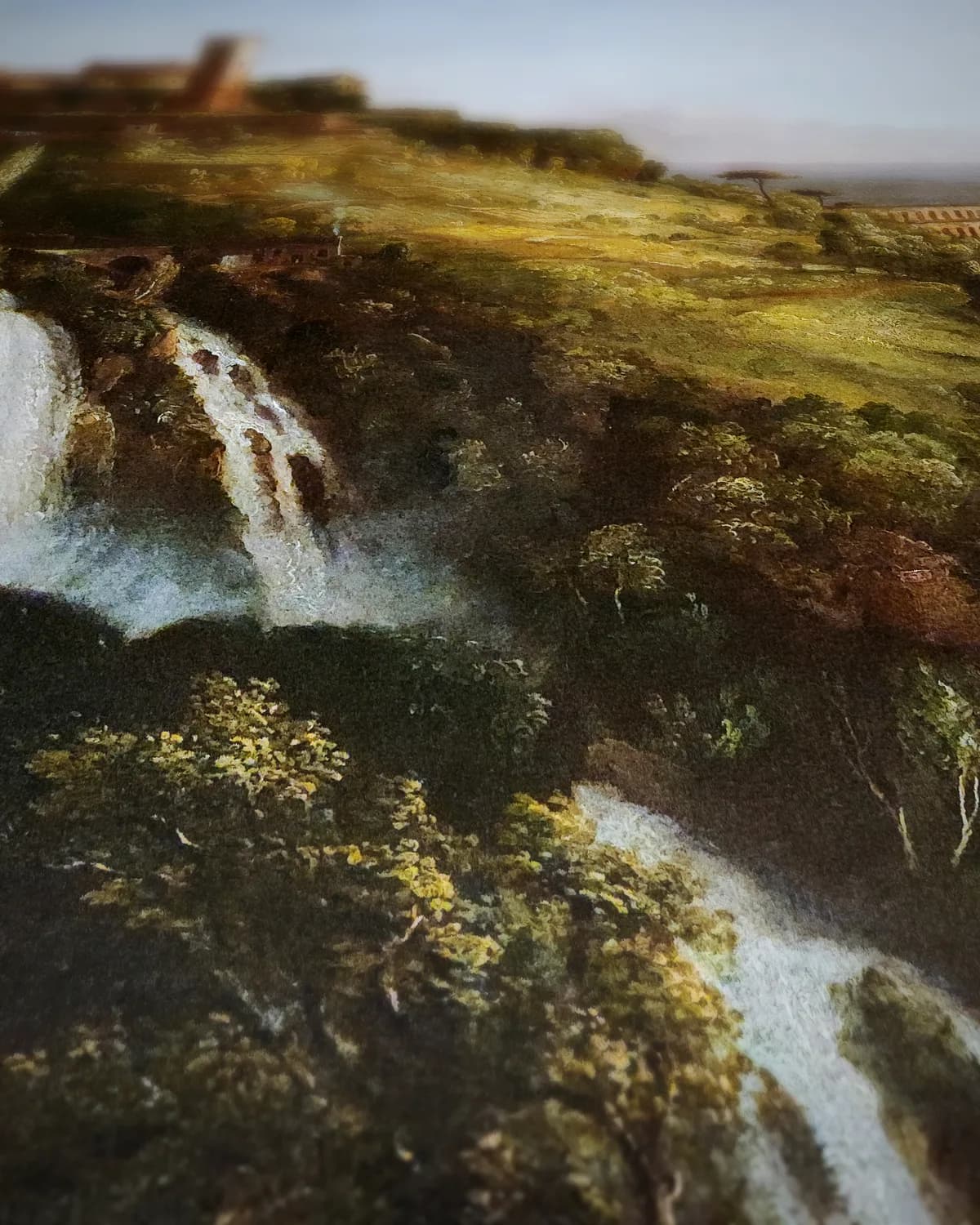 Groots landschap met watervallen op geweven fluweel, uitsnede 3 van 3