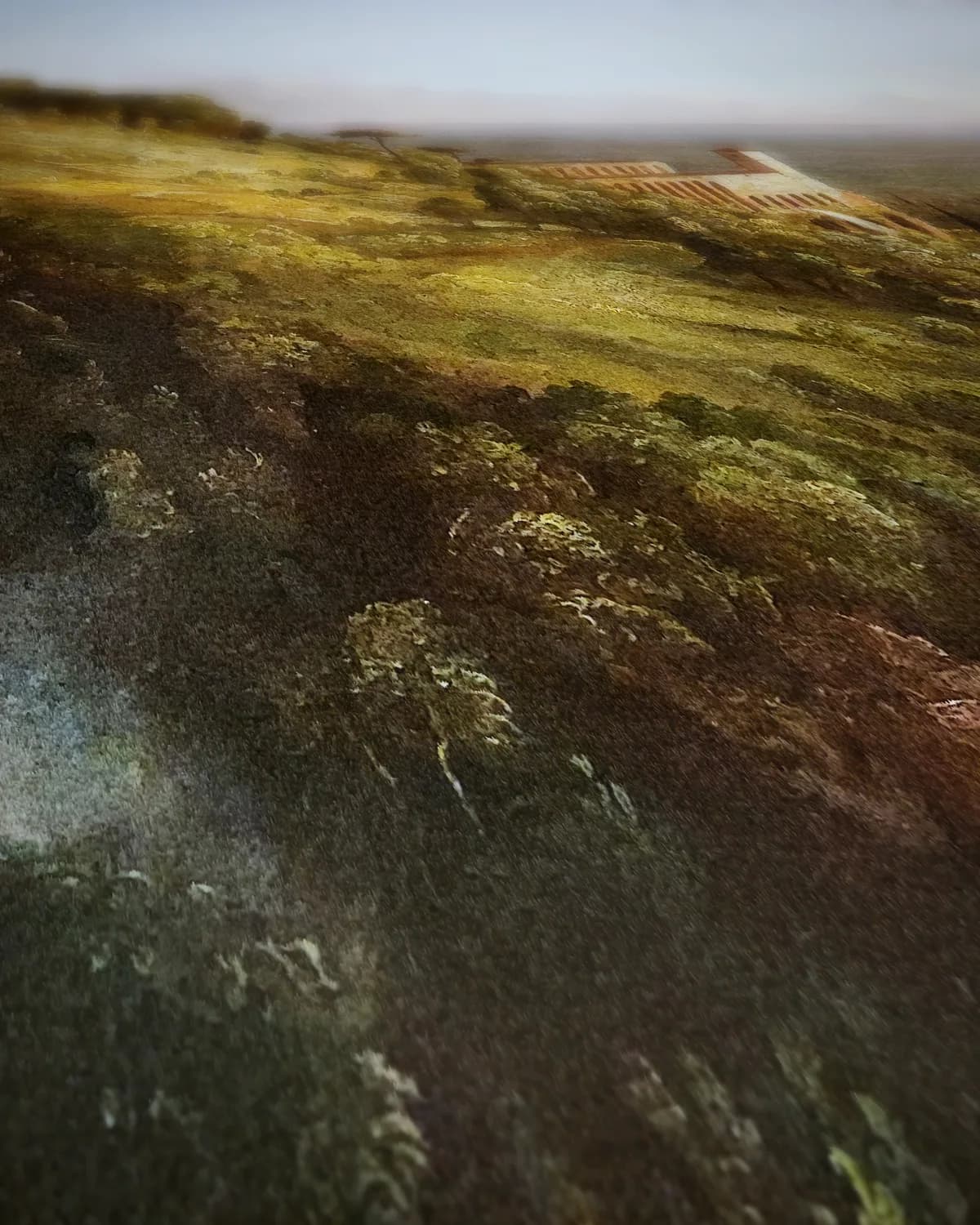 Groots landschap met watervallen op geweven fluweel, uitsnede 2 van 3