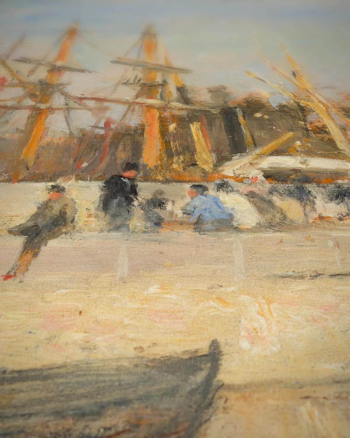 Haven aan het water op geweven fluweel, uitsnede 3 van 3