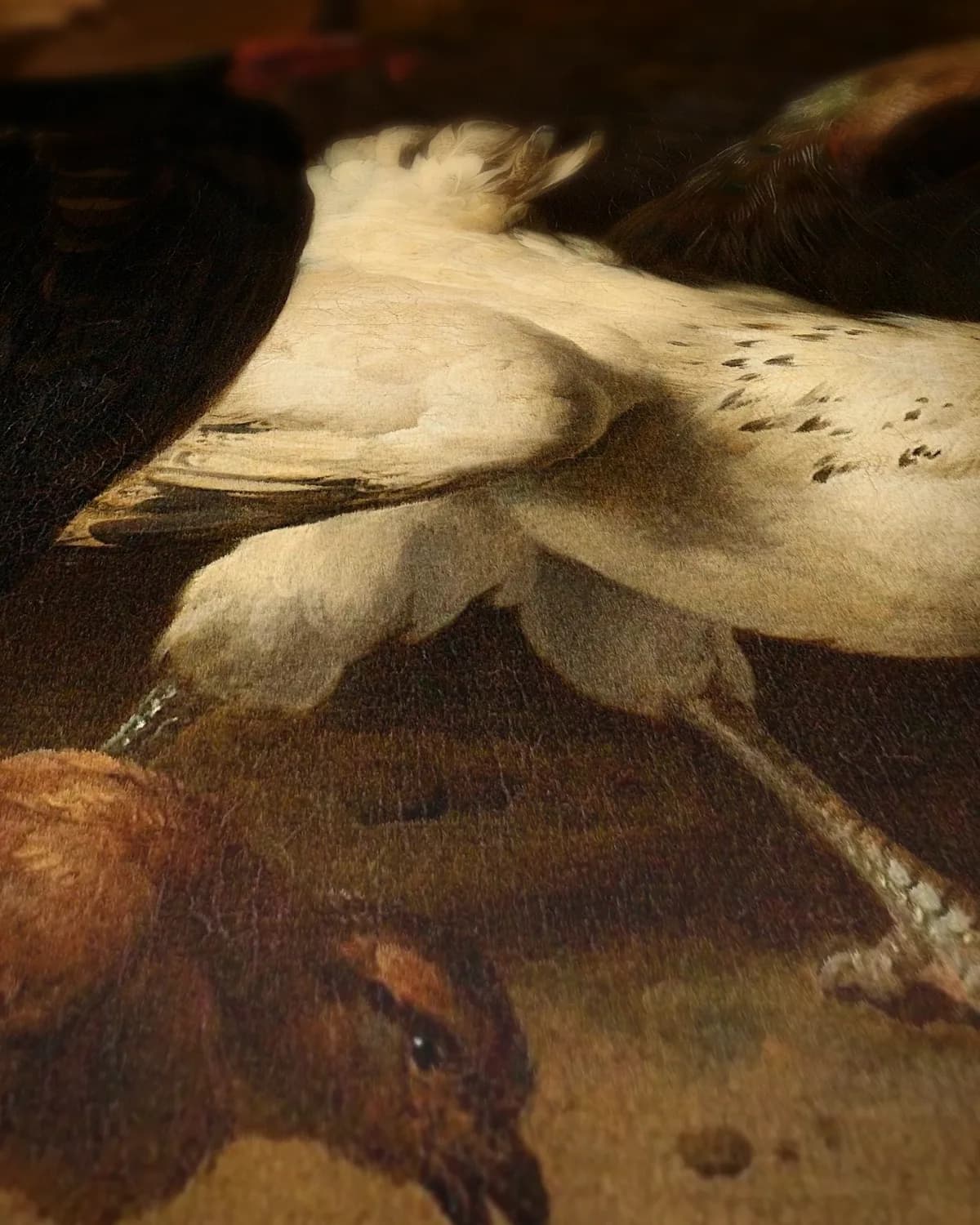 Hen met pauwen en een kalkoen op geweven fluweel, uitsnede 1 van 3