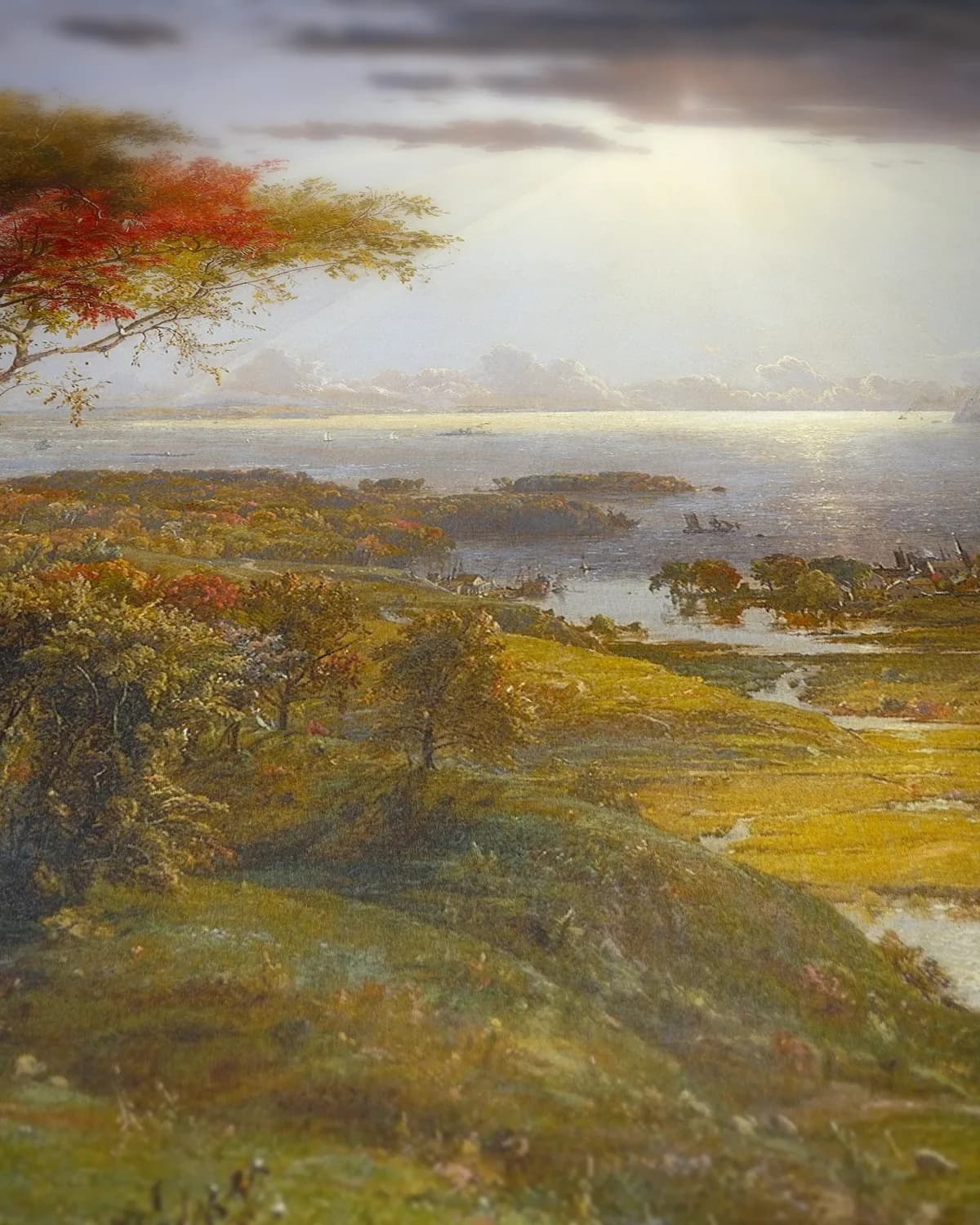 Herfst aan de Hudson (1860) op geweven fluweel, uitsnede 3 van 3