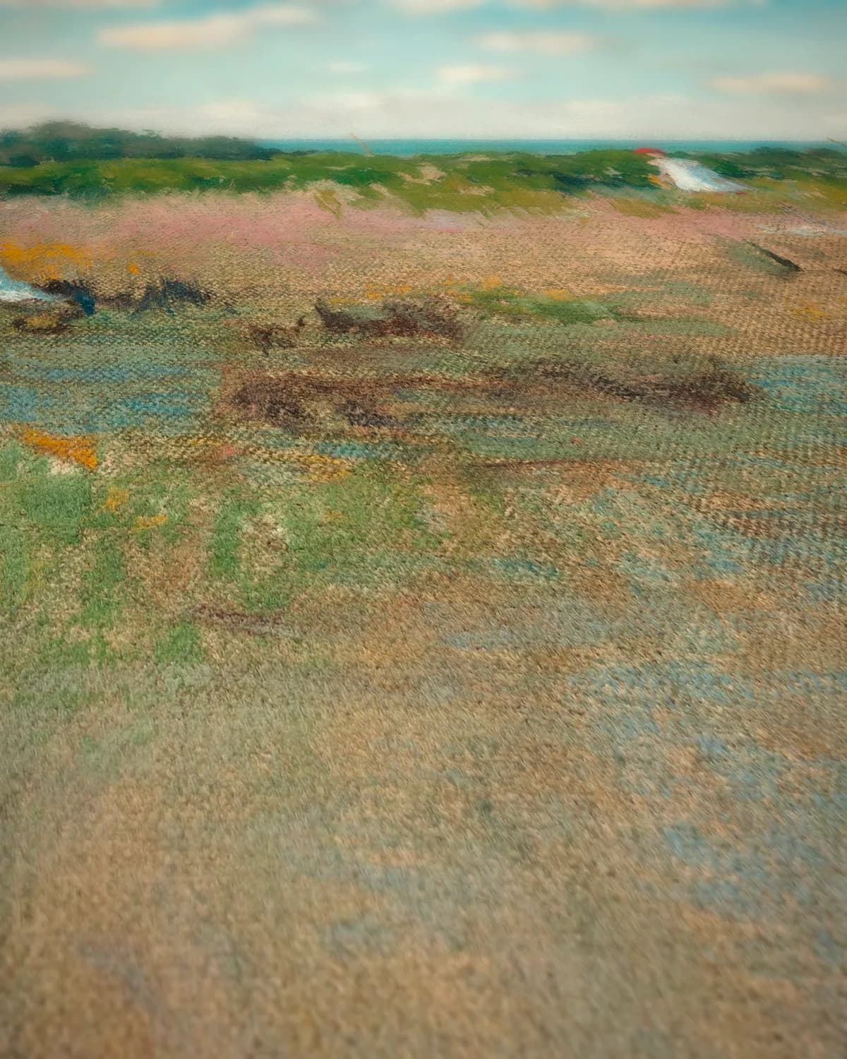 Herfstbloemen plukken op geweven fluweel, uitsnede 2 van 3