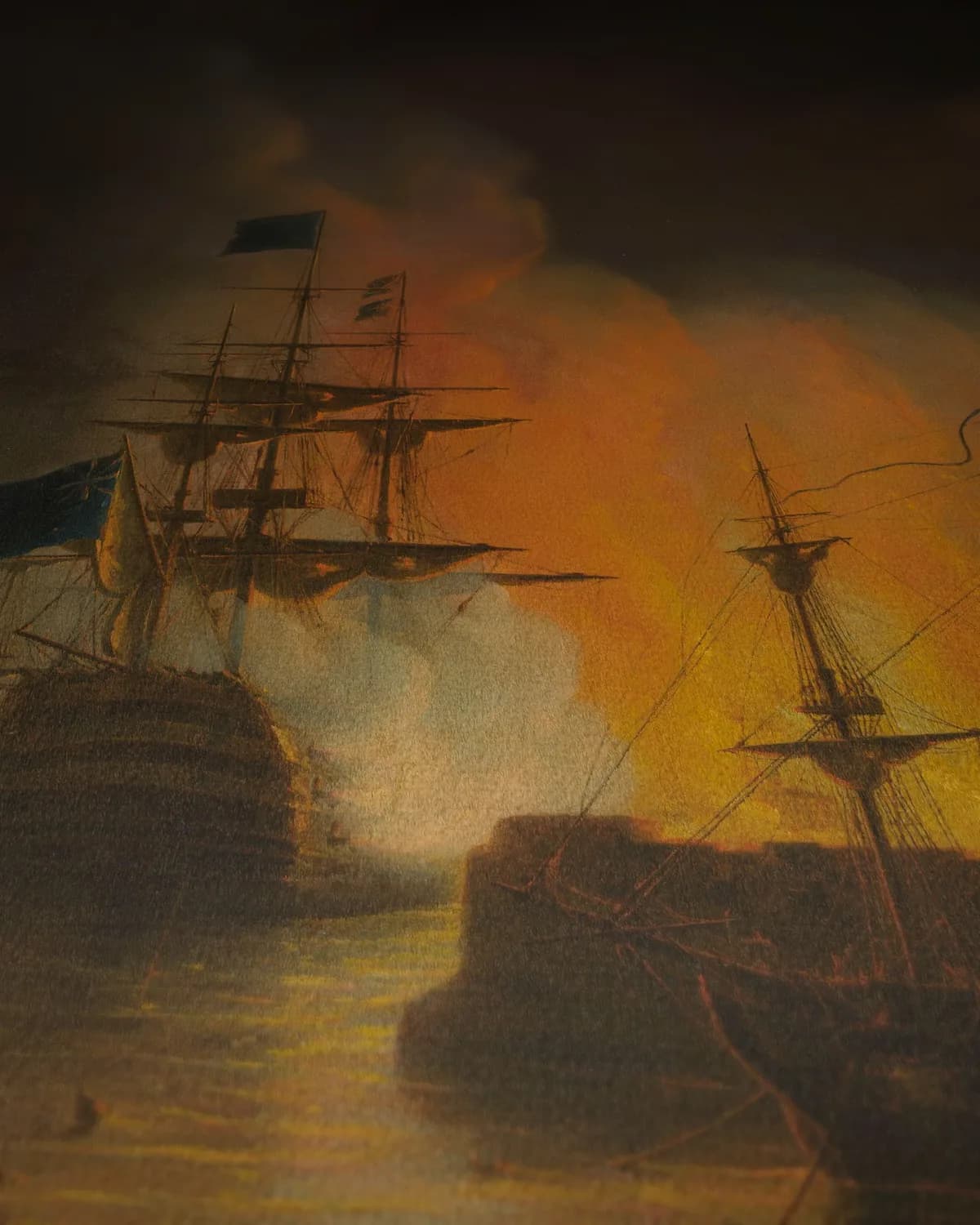 Het bombardement van Algiers op geweven fluweel, uitsnede 3 van 3