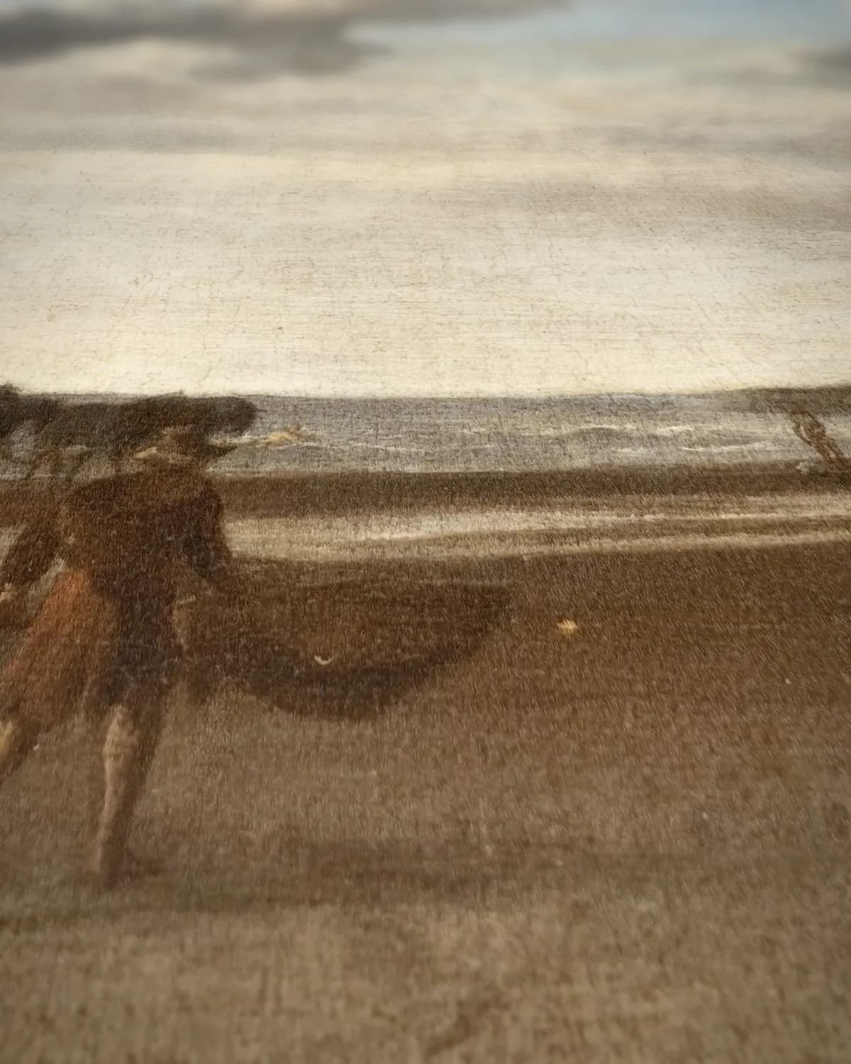 Het strand van Scheveningen op geweven fluweel, uitsnede 1 van 3