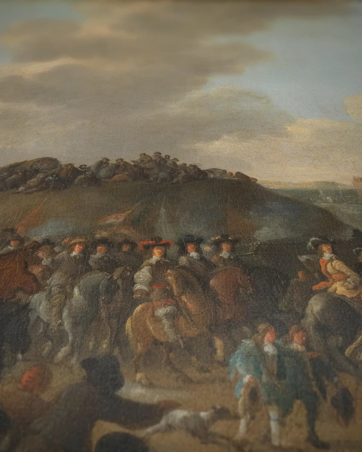 Het vertrek van Karel II van Engeland uit Scheveningen, 2 juni 1660 op geweven fluweel, uitsnede 3 van 3