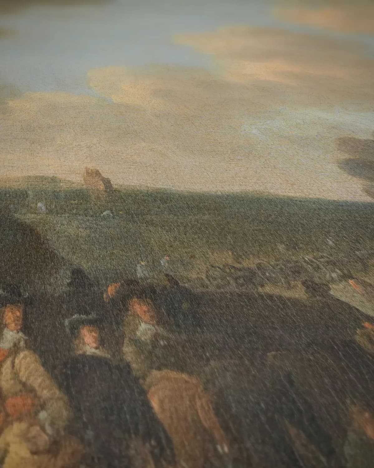Het vertrek van Karel II van Engeland uit Scheveningen, 2 juni 1660 op geweven fluweel, uitsnede 2 van 3