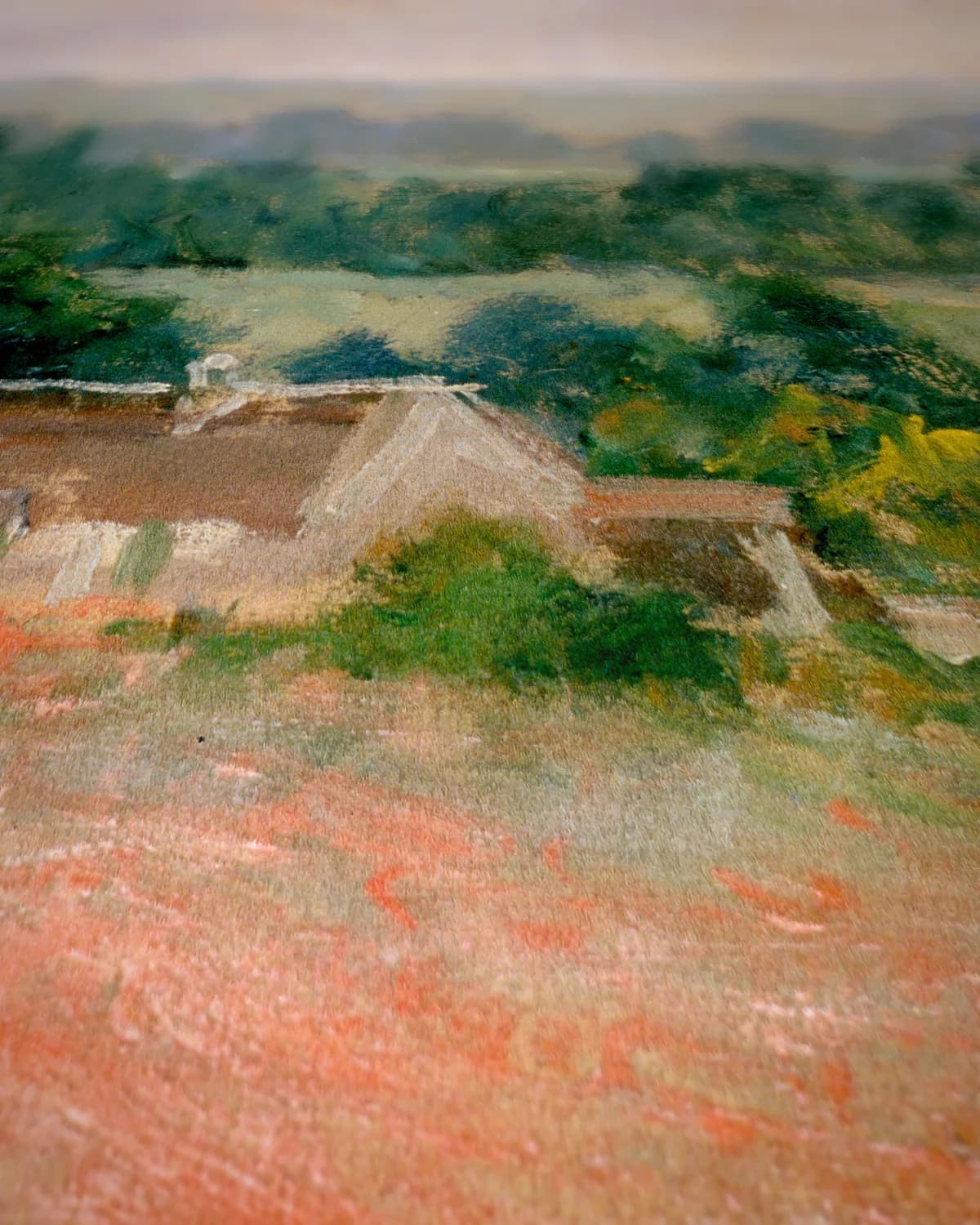 Hooiberg bij Giverny op geweven fluweel, uitsnede 1 van 3
