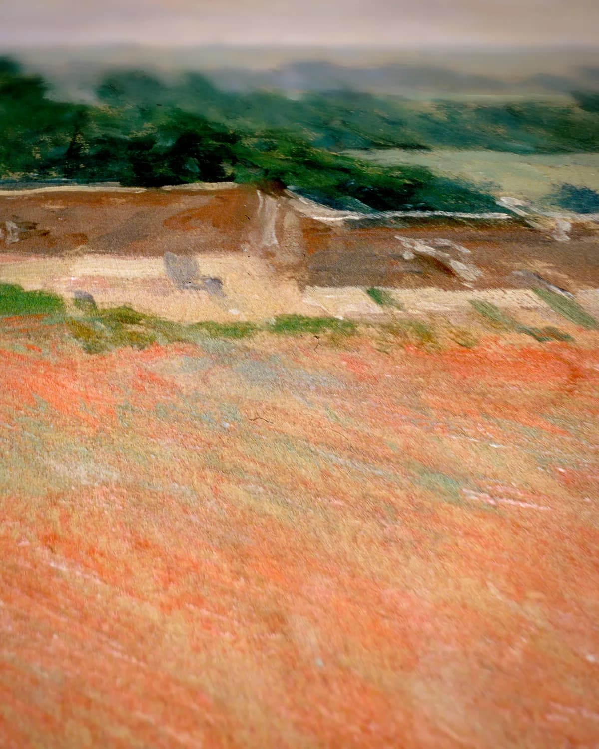 Hooiberg bij Giverny op geweven fluweel, uitsnede 2 van 3
