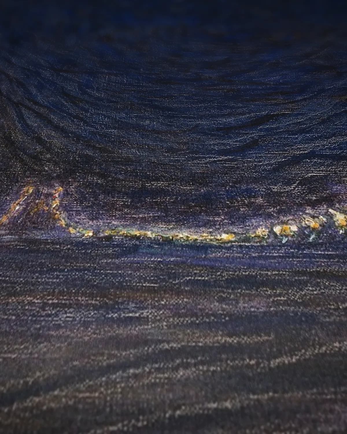 Hornsgatan bij nacht op geweven fluweel, uitsnede 1 van 3