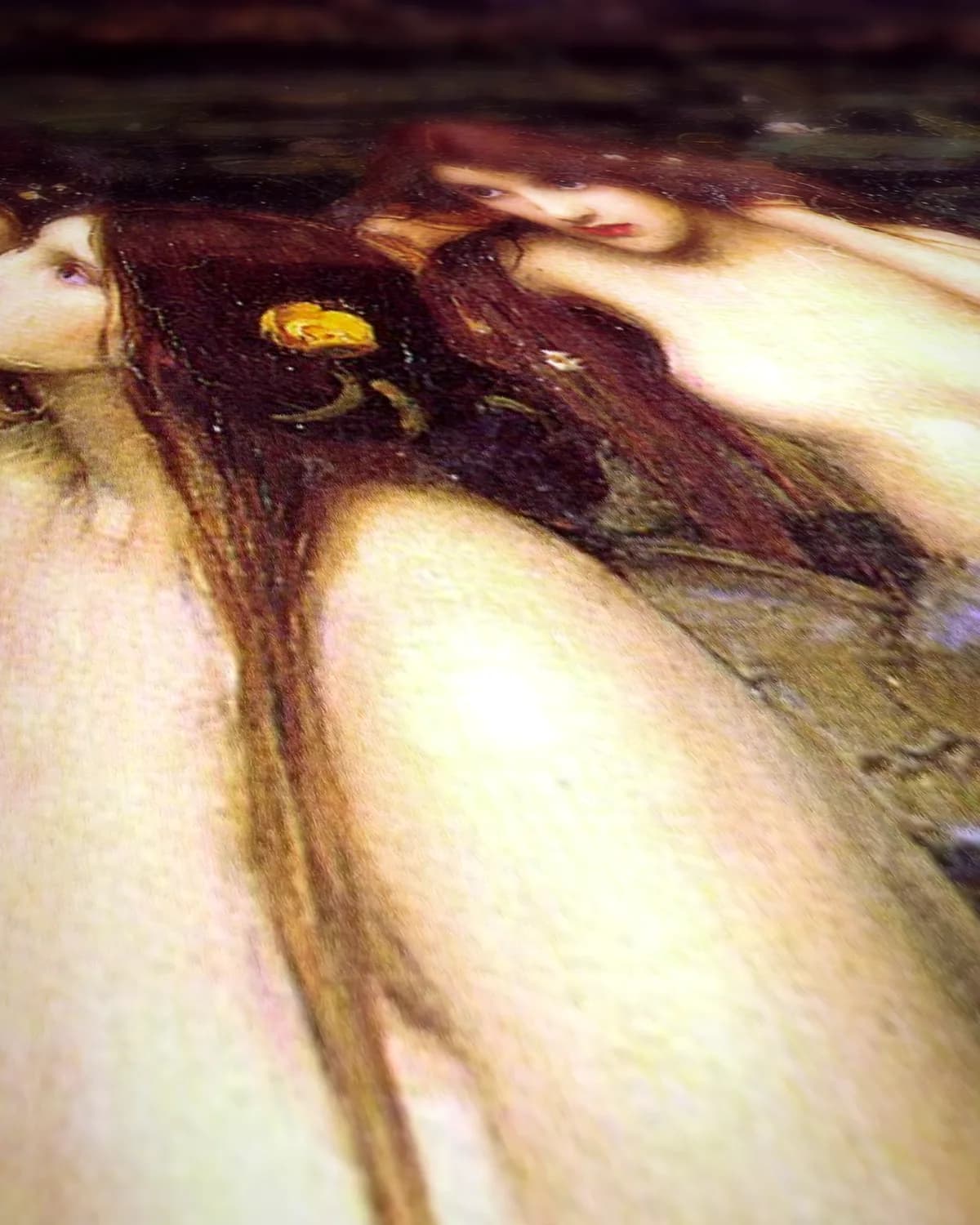 Hylas en de nimfen op geweven fluweel, uitsnede 2 van 3