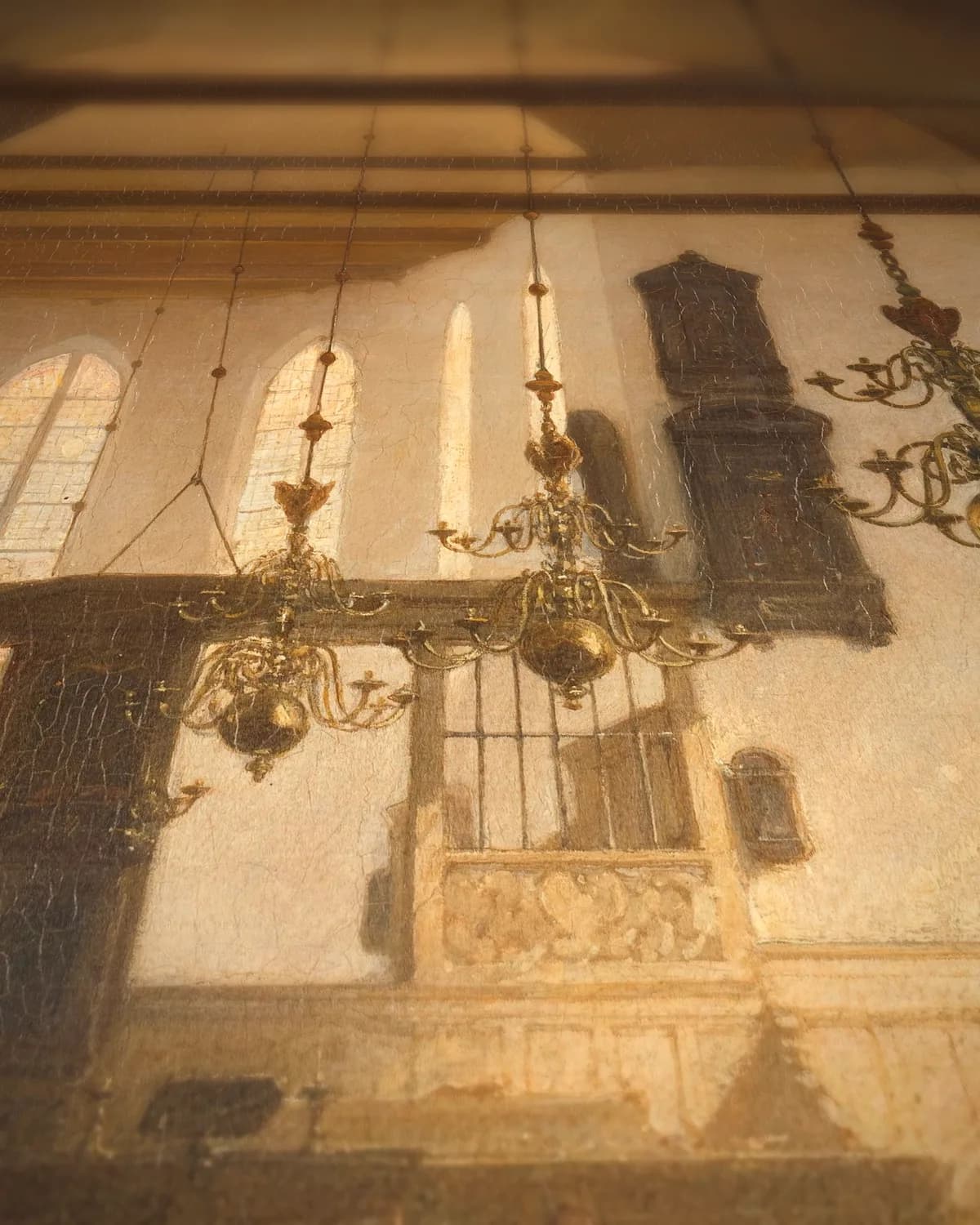 Interieur van de Geertekerk te Utrecht op geweven fluweel, uitsnede 3 van 3