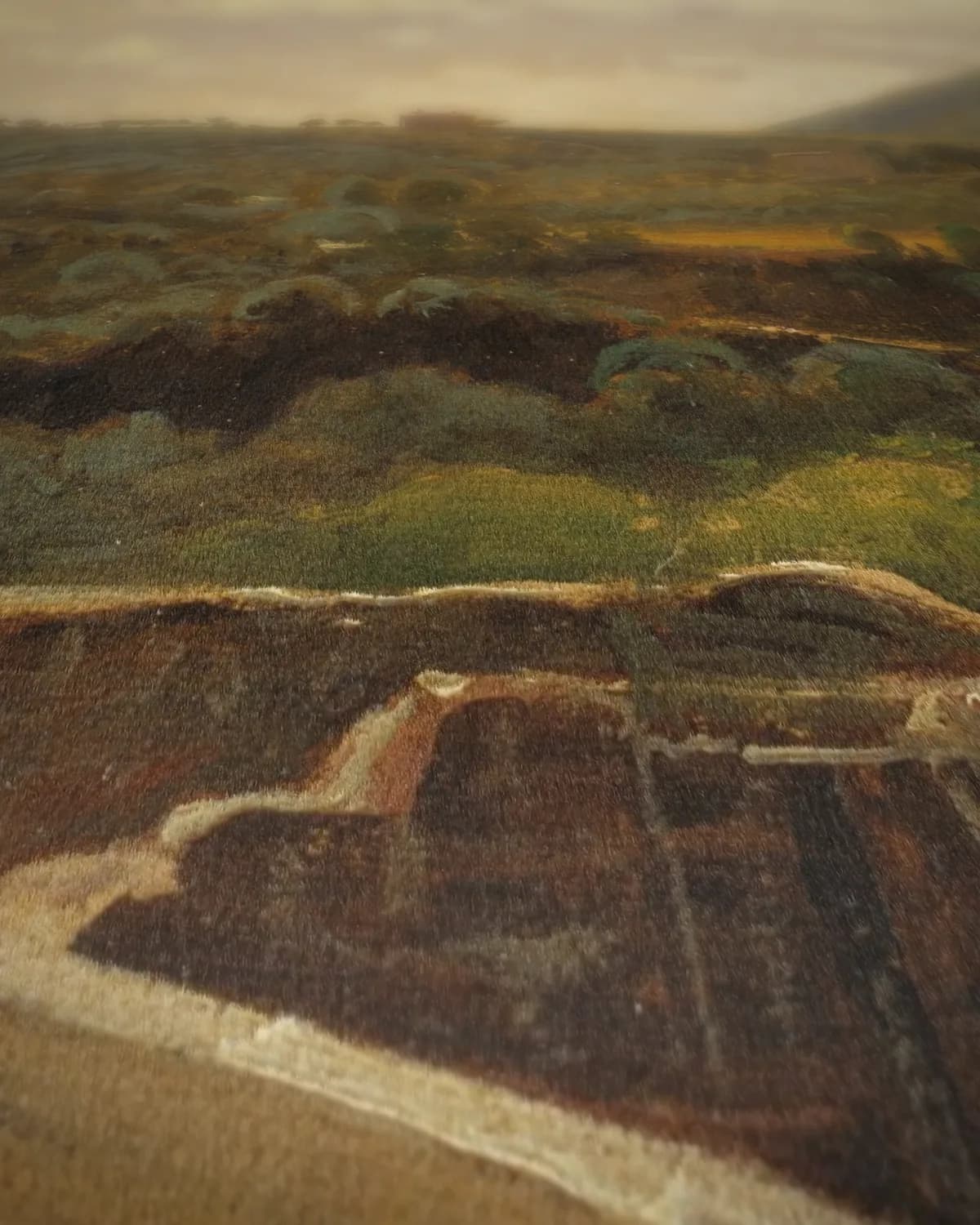 Italiaans landschap op geweven fluweel, uitsnede 1 van 3