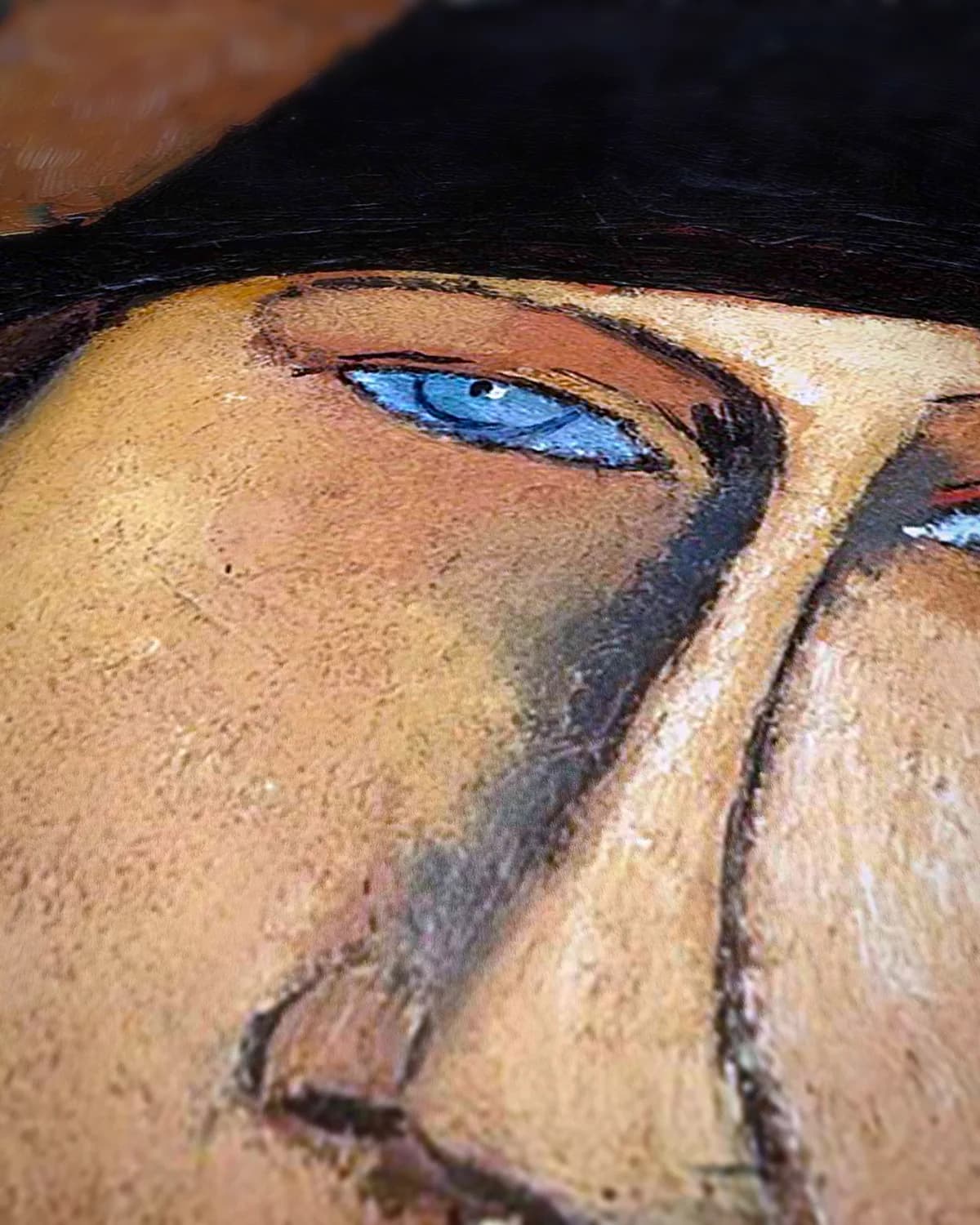 Jeanne Hébuterne met hoed en ketting op geweven fluweel, uitsnede 3 van 3