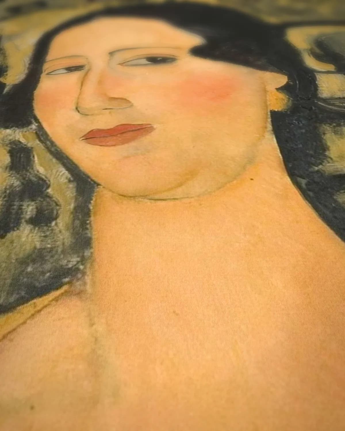 Jonge vrouw in een gele jurk, Renée Modot op geweven fluweel, uitsnede 3 van 3