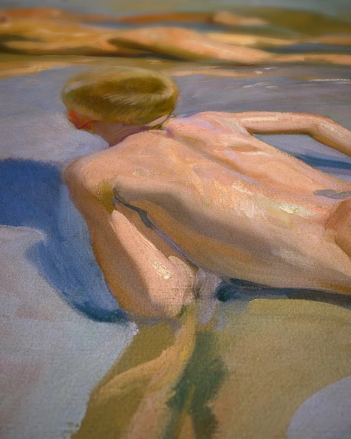 Jongens op het strand (Chicos en la playa, 1909) op geweven fluweel, uitsnede 3 van 3