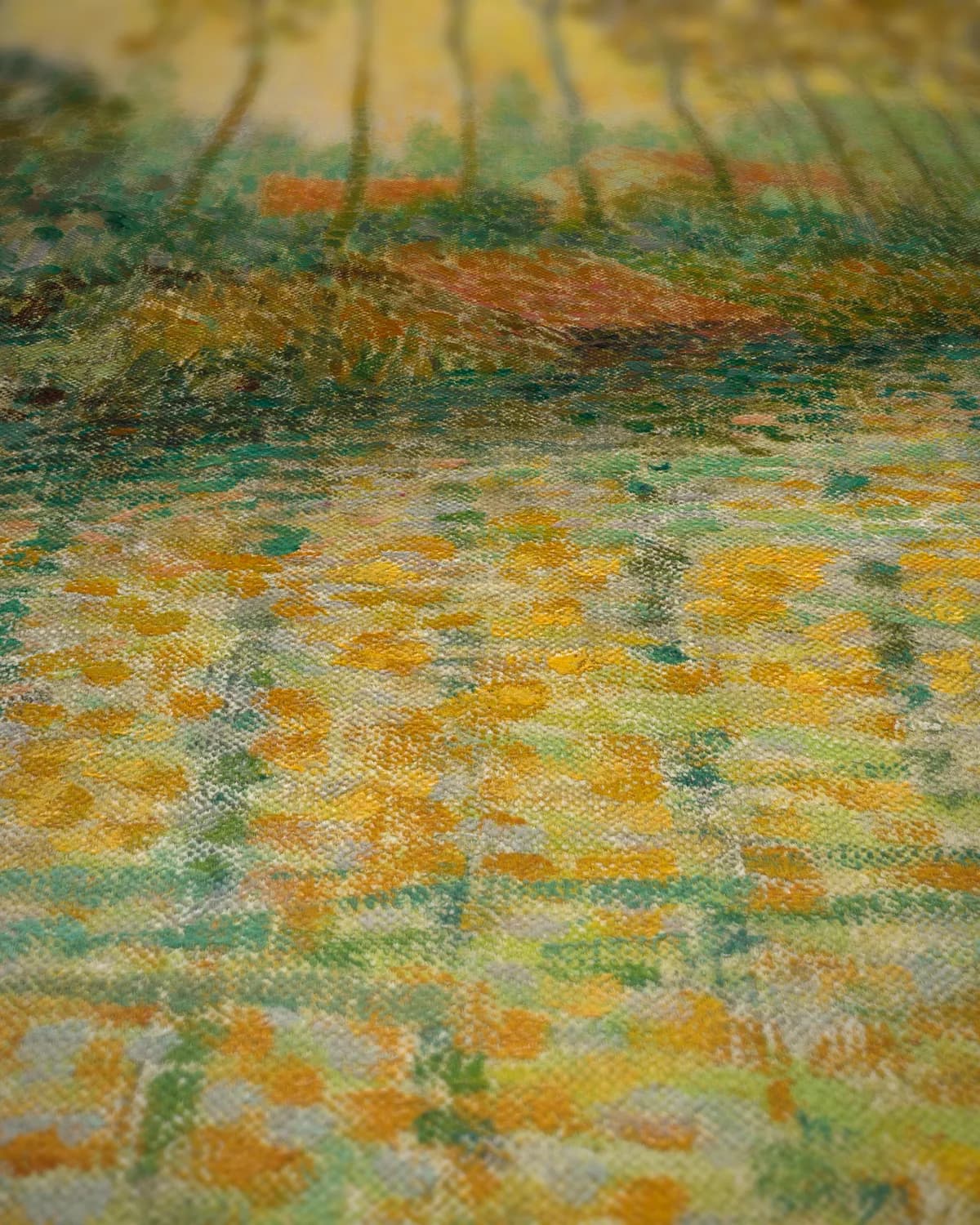 Kanaal in de herfst, Gisors op geweven fluweel, uitsnede 3 van 3