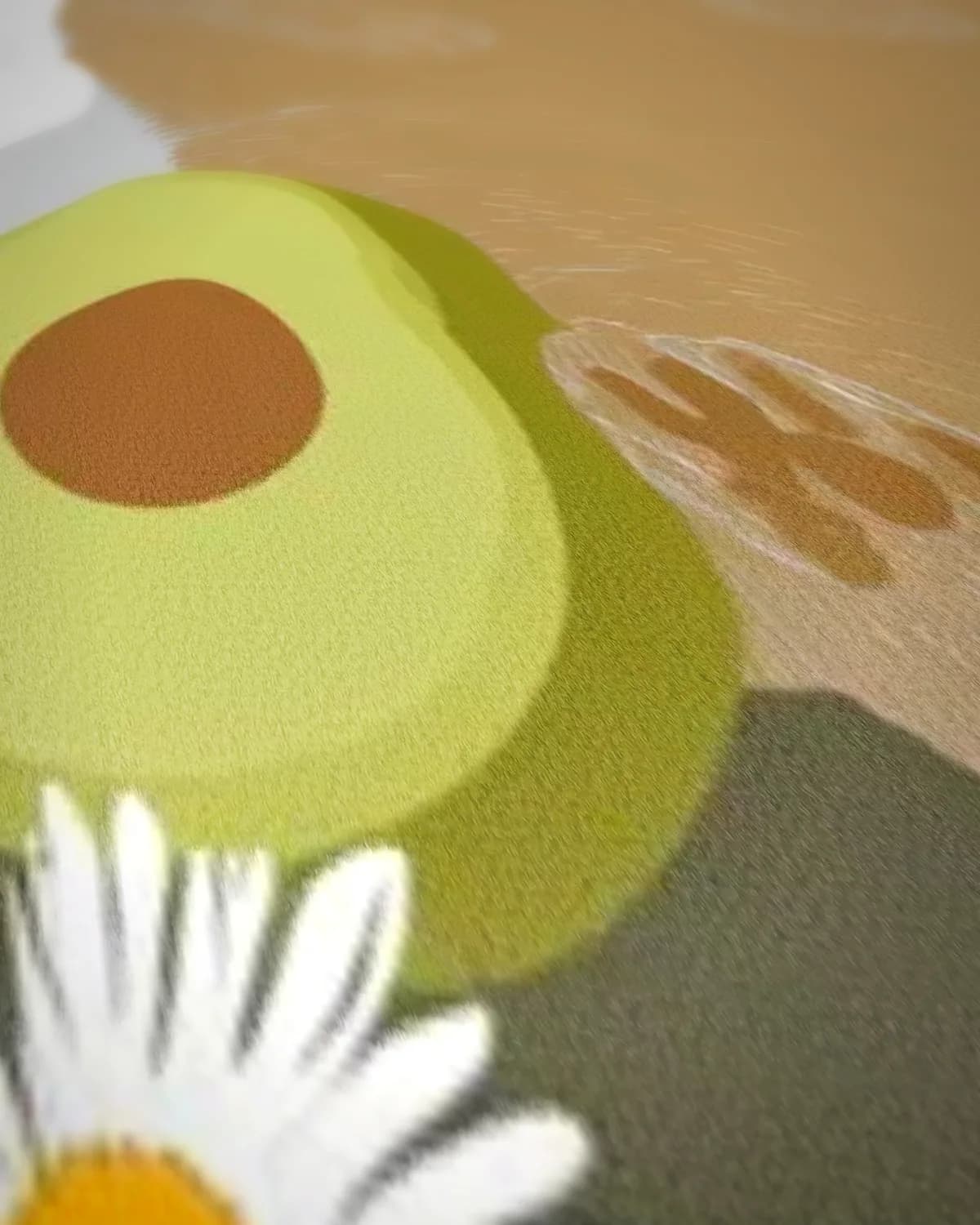 Kat met avocado op geweven fluweel, uitsnede 2 van 3