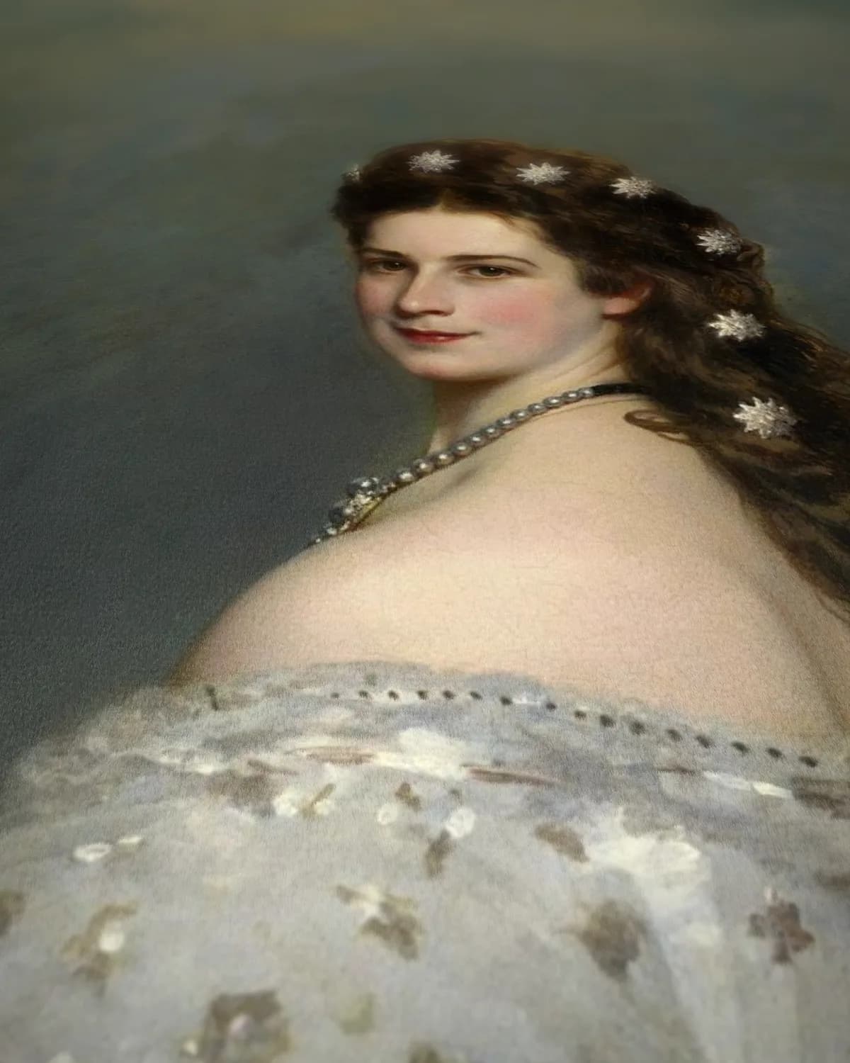 Keizerin Elisabeth van Oostenrijk in sterrenjurk op geweven fluweel, uitsnede 3 van 3