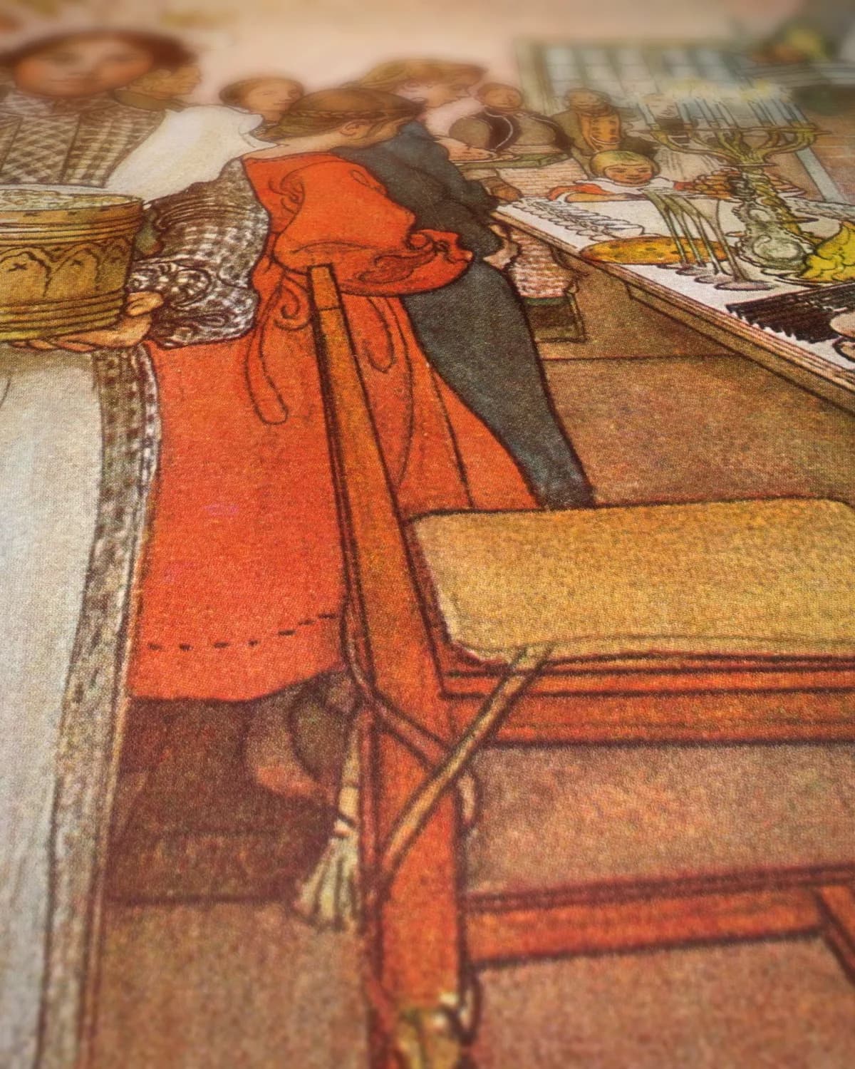 Kerstavond (Julaftonen, 1904-05) op geweven fluweel, uitsnede 3 van 3