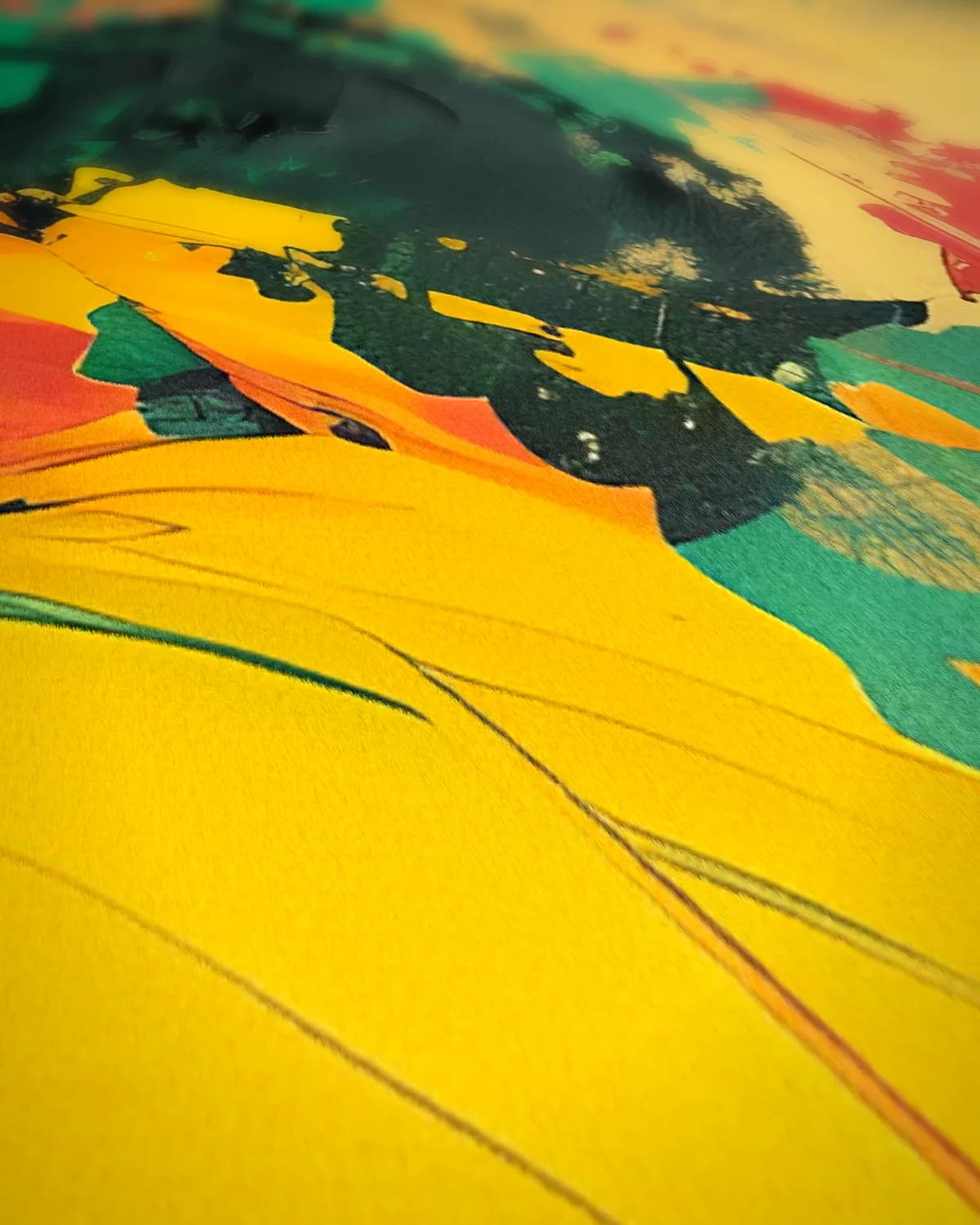 Kleurrijke Abstracte Bloem op geweven fluweel, uitsnede 2 van 3