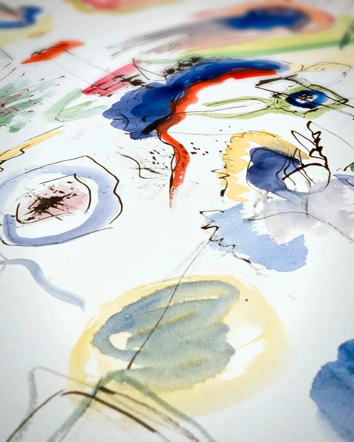 Kleurrijke Abstractie op geweven fluweel, uitsnede 3 van 3