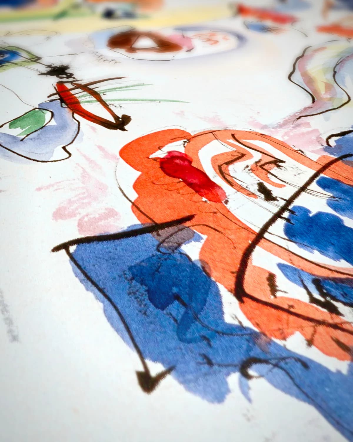 Kleurrijke Abstractie op geweven fluweel, uitsnede 2 van 3