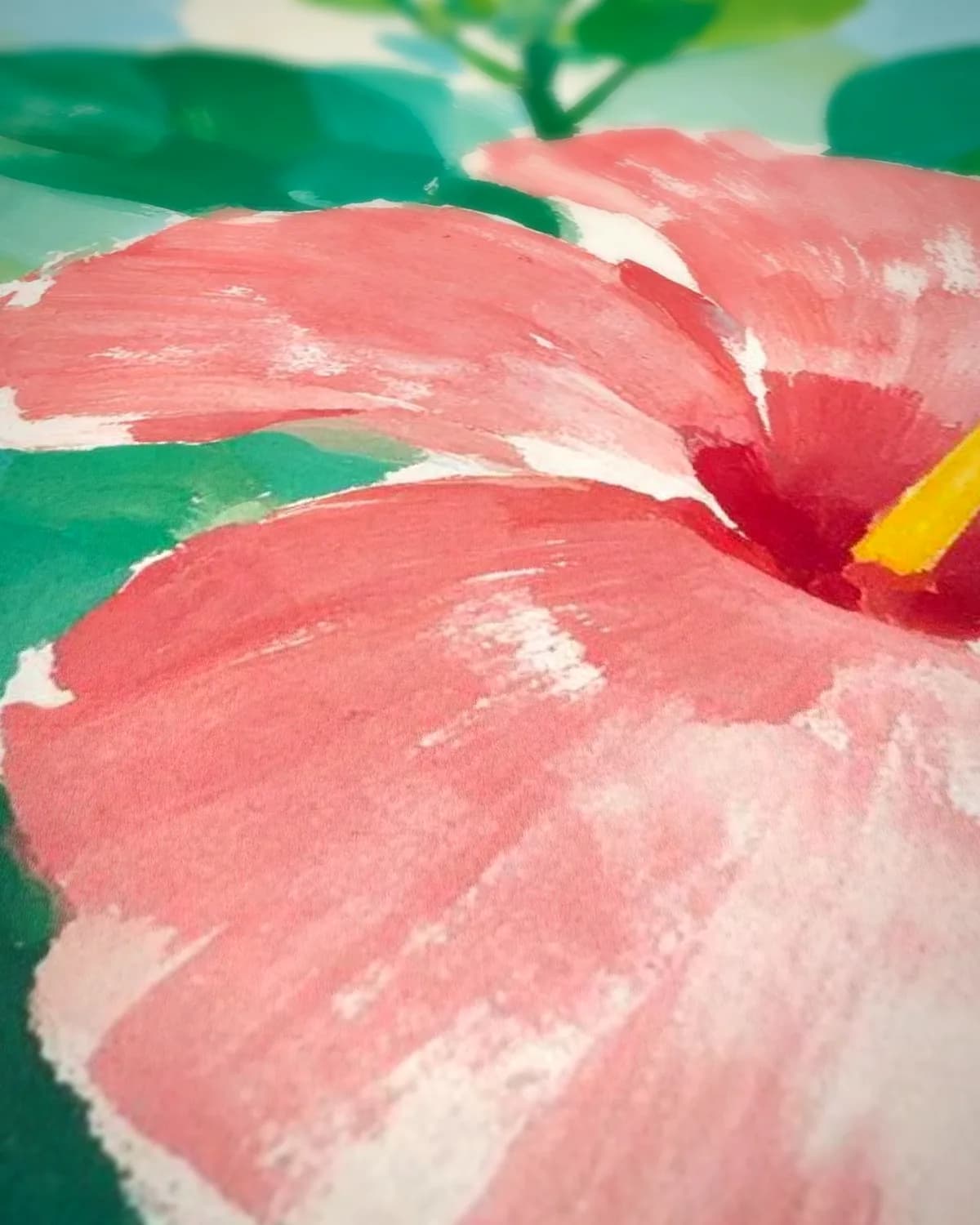 Kolibrie en hibiscus op geweven fluweel, uitsnede 3 van 3