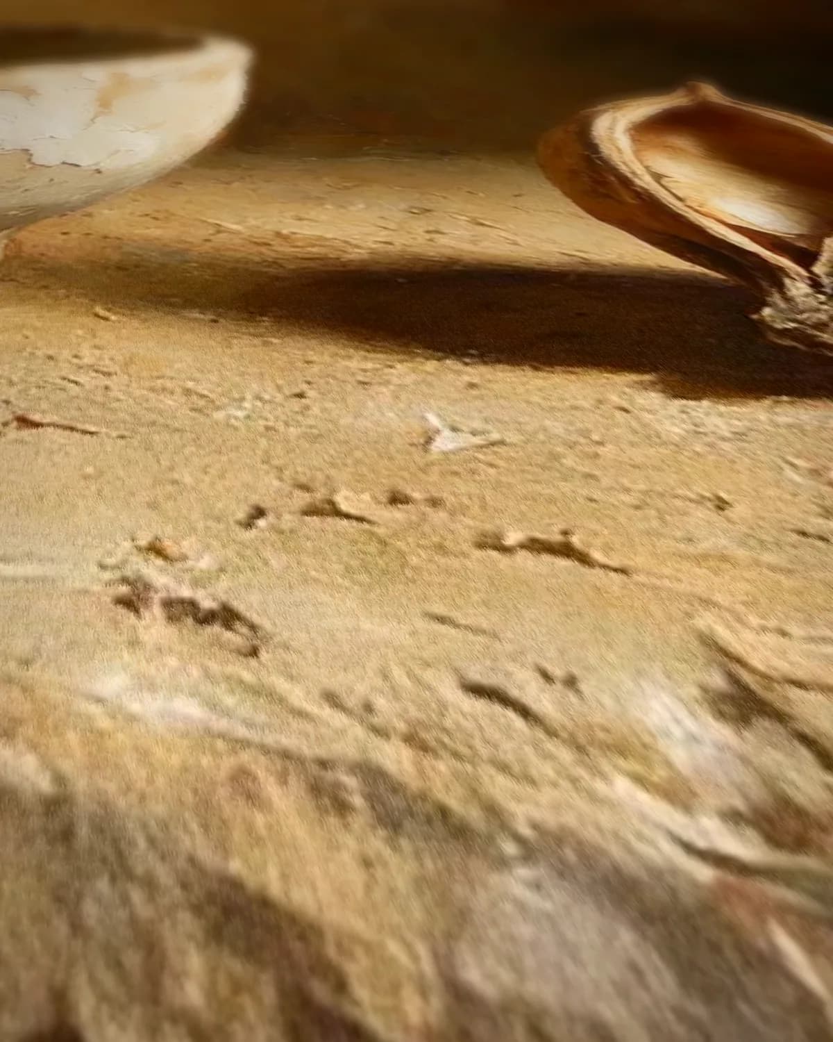 Kom op een richel op geweven fluweel, uitsnede 2 van 3