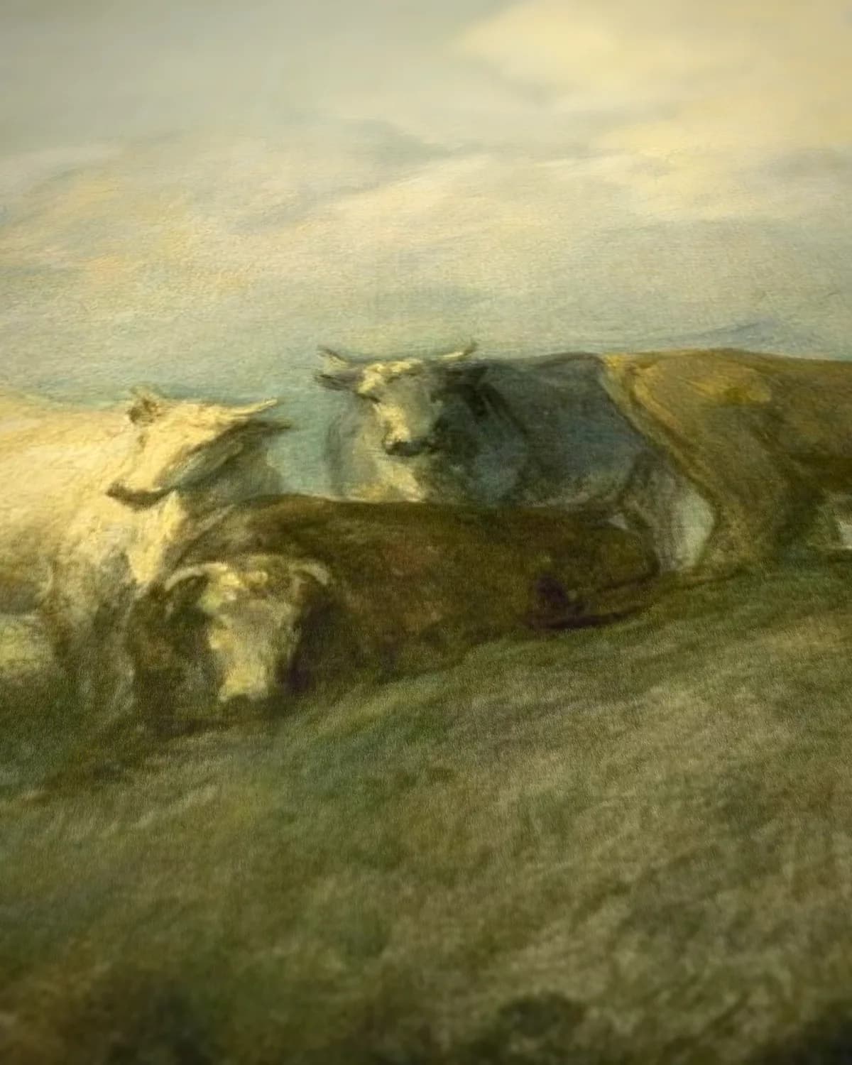 Kustlandschap met schepen en vee op geweven fluweel, uitsnede 3 van 3