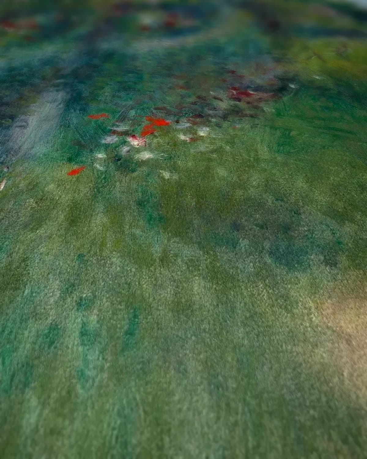 De weg bij Wargemont op geweven fluweel, uitsnede 1 van 3