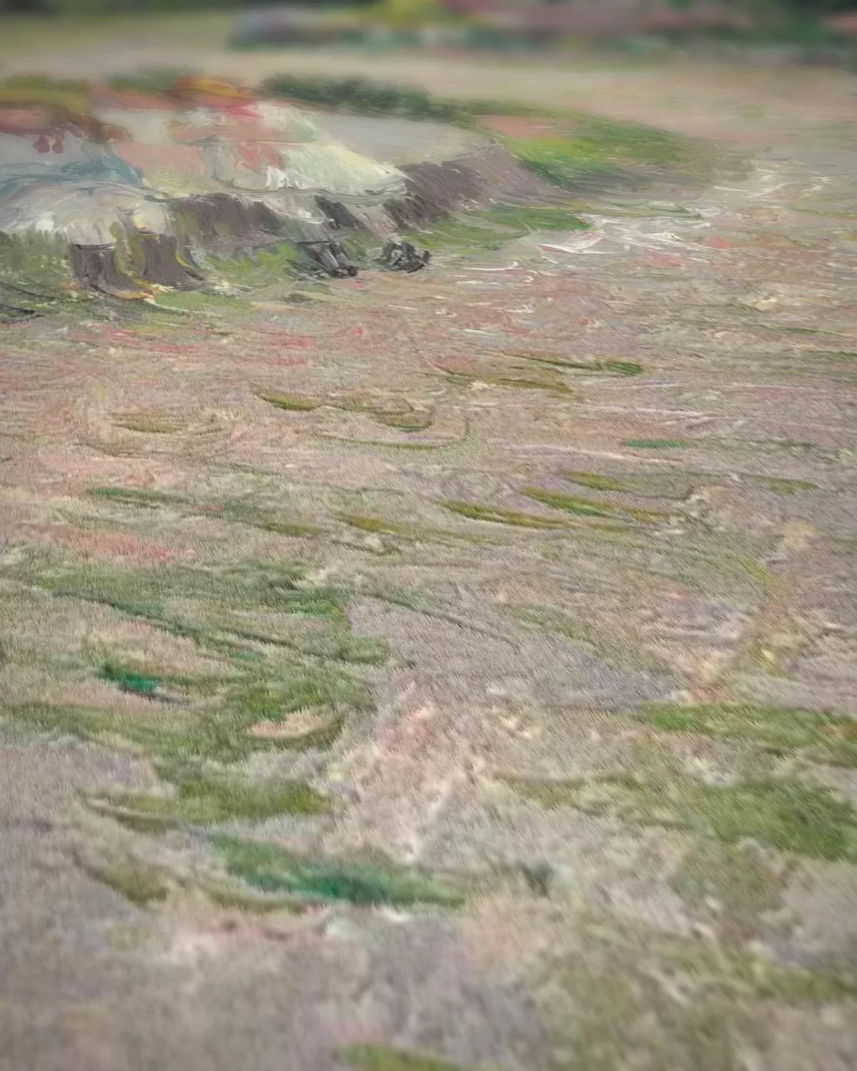 Zittende dienstmeid in de tuin van Éragny op geweven fluweel, uitsnede 2 van 3