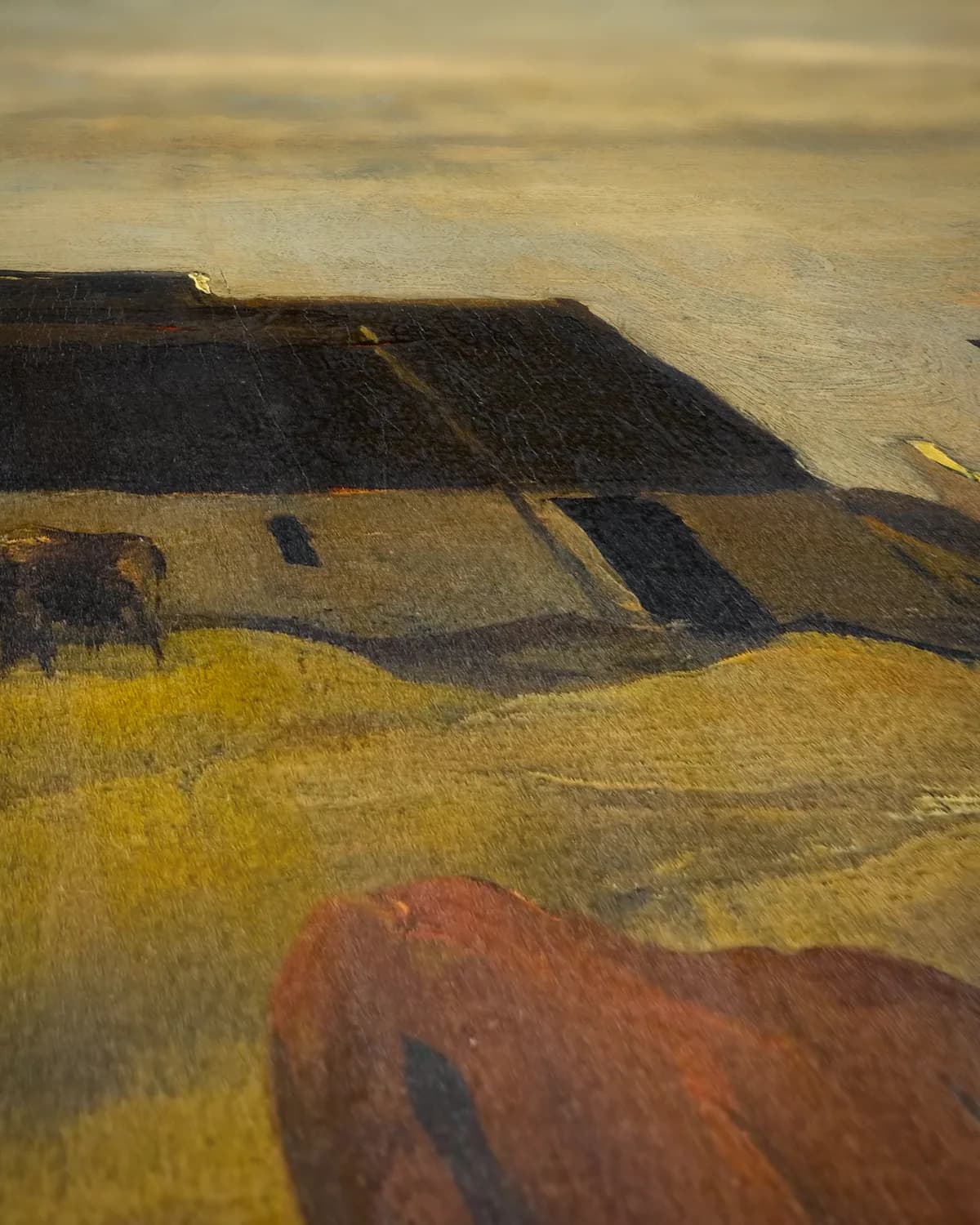 Landelijk tafereel met grazende koeien op geweven fluweel, uitsnede 2 van 3