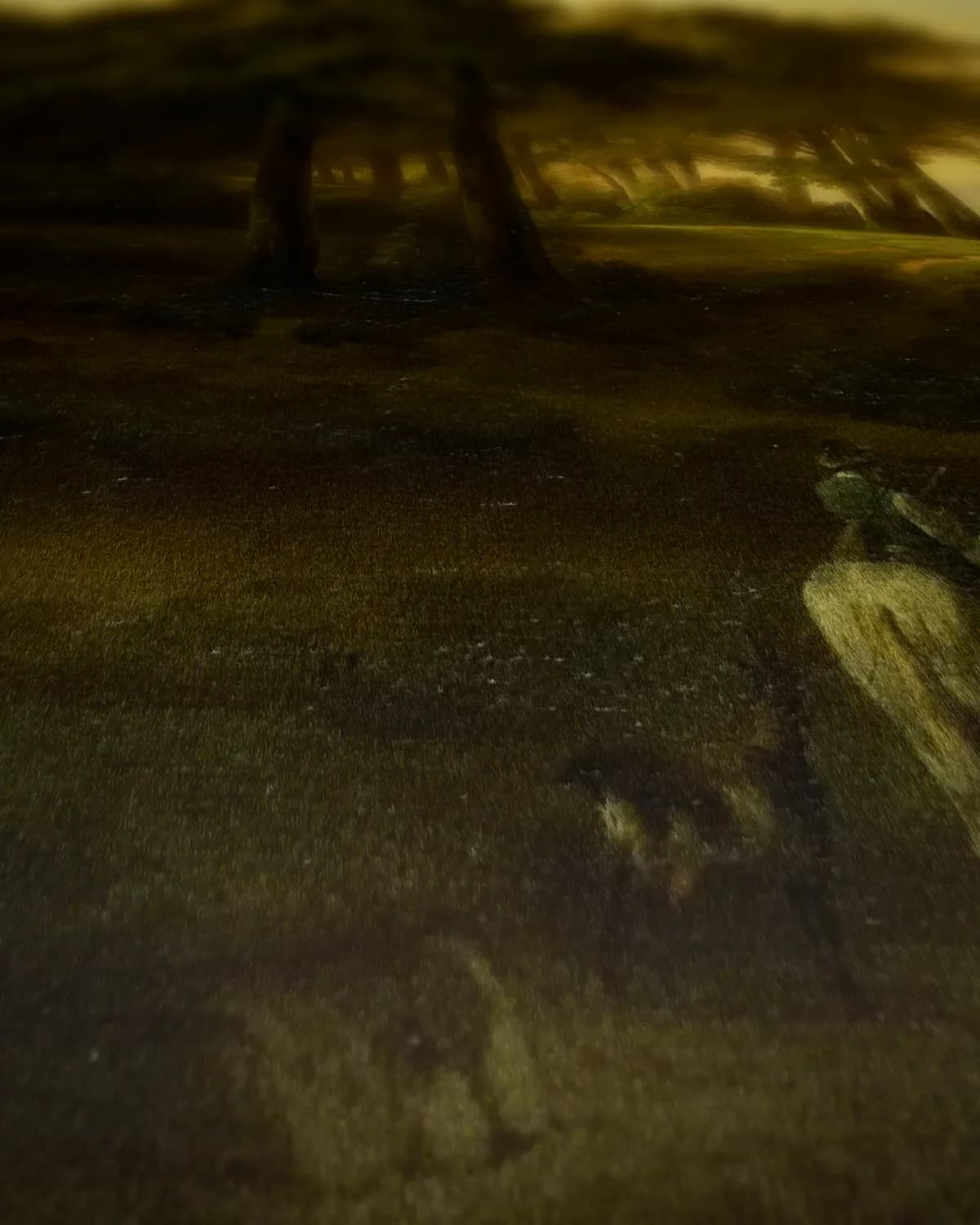 Landschap op geweven fluweel, uitsnede 1 van 3