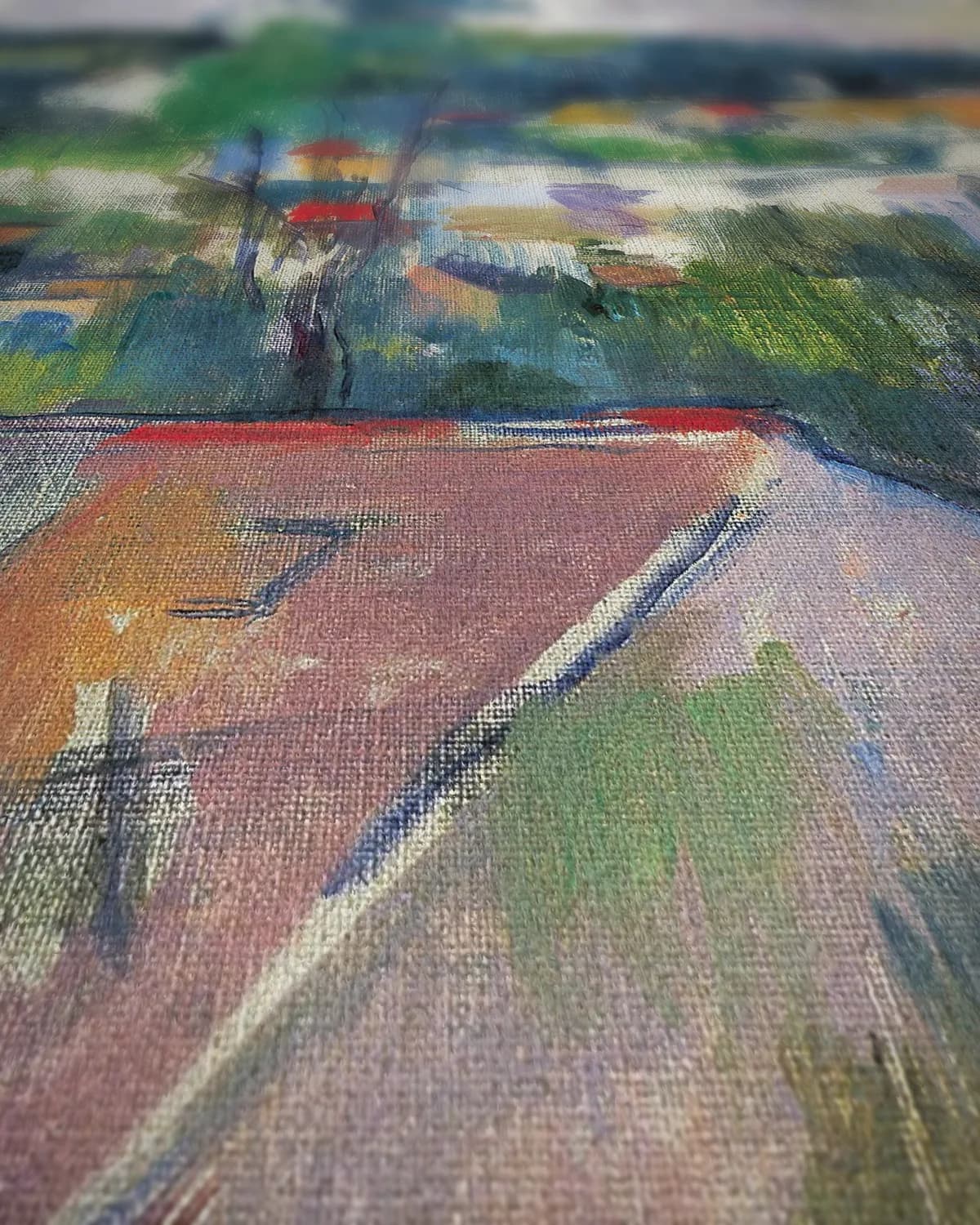 Landschap op geweven fluweel, uitsnede 1 van 3