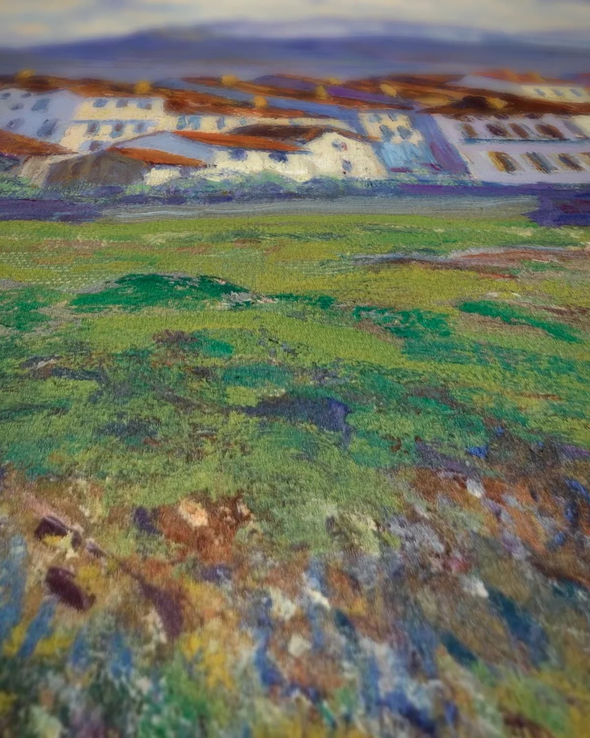 Landschap bij Hernani op geweven fluweel, uitsnede 1 van 3