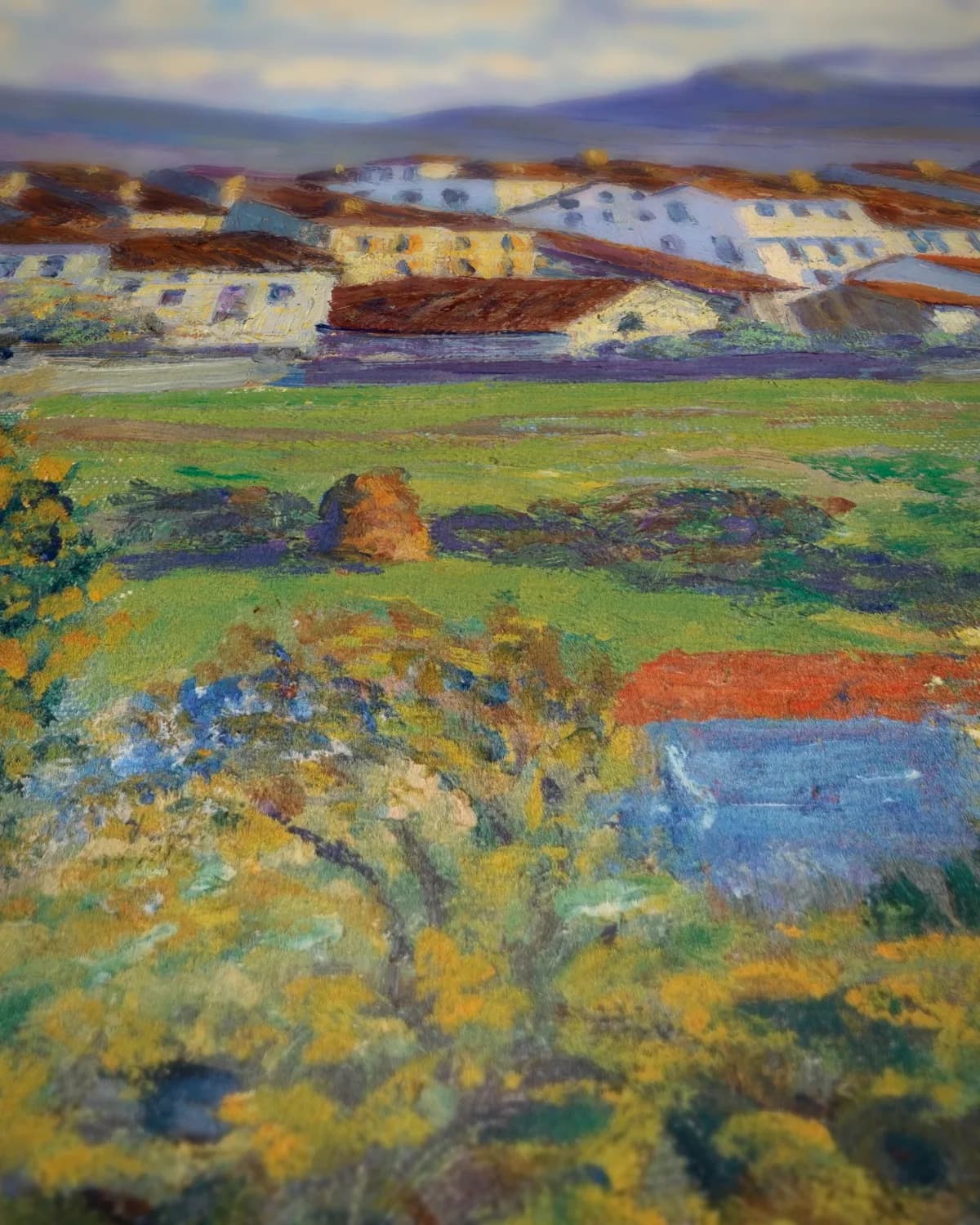 Landschap bij Hernani op geweven fluweel, uitsnede 3 van 3