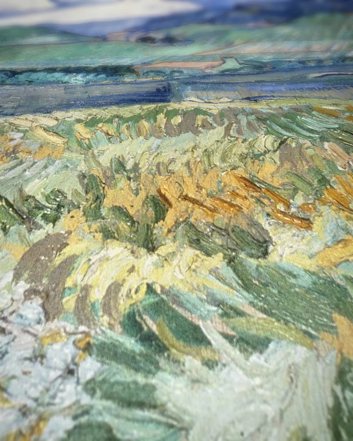 Landschap bij Saint-Rémy op geweven fluweel, uitsnede 1 van 3