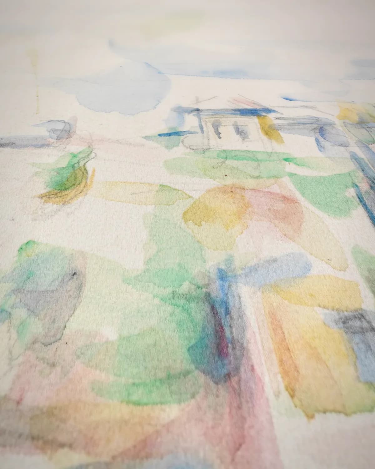 Landschap in de Provence op geweven fluweel, uitsnede 1 van 3