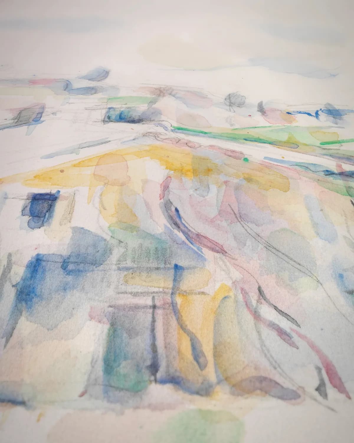 Landschap in de Provence op geweven fluweel, uitsnede 3 van 3