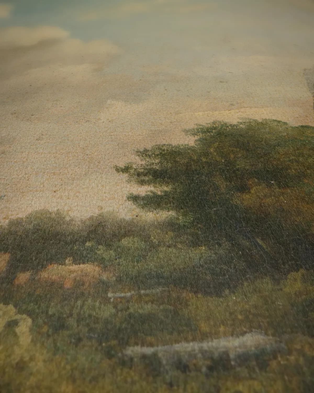 Landschap in het Gooi op geweven fluweel, uitsnede 1 van 3