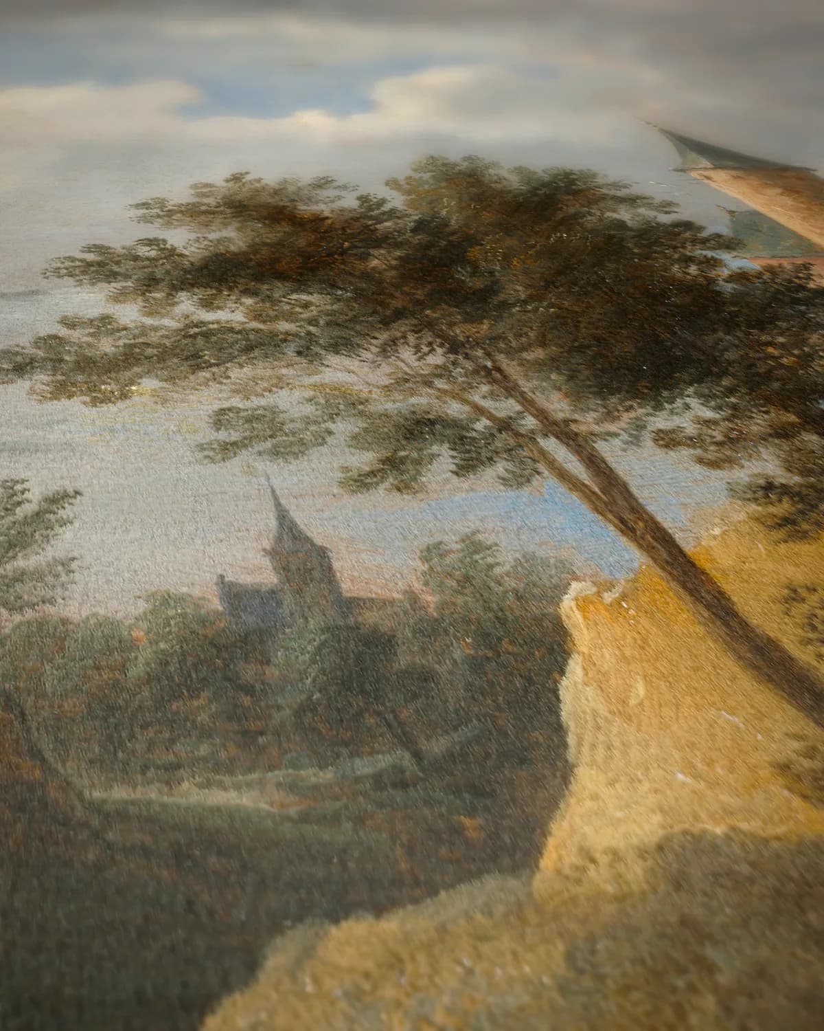 Landschap met dansende boeren op geweven fluweel, uitsnede 2 van 3