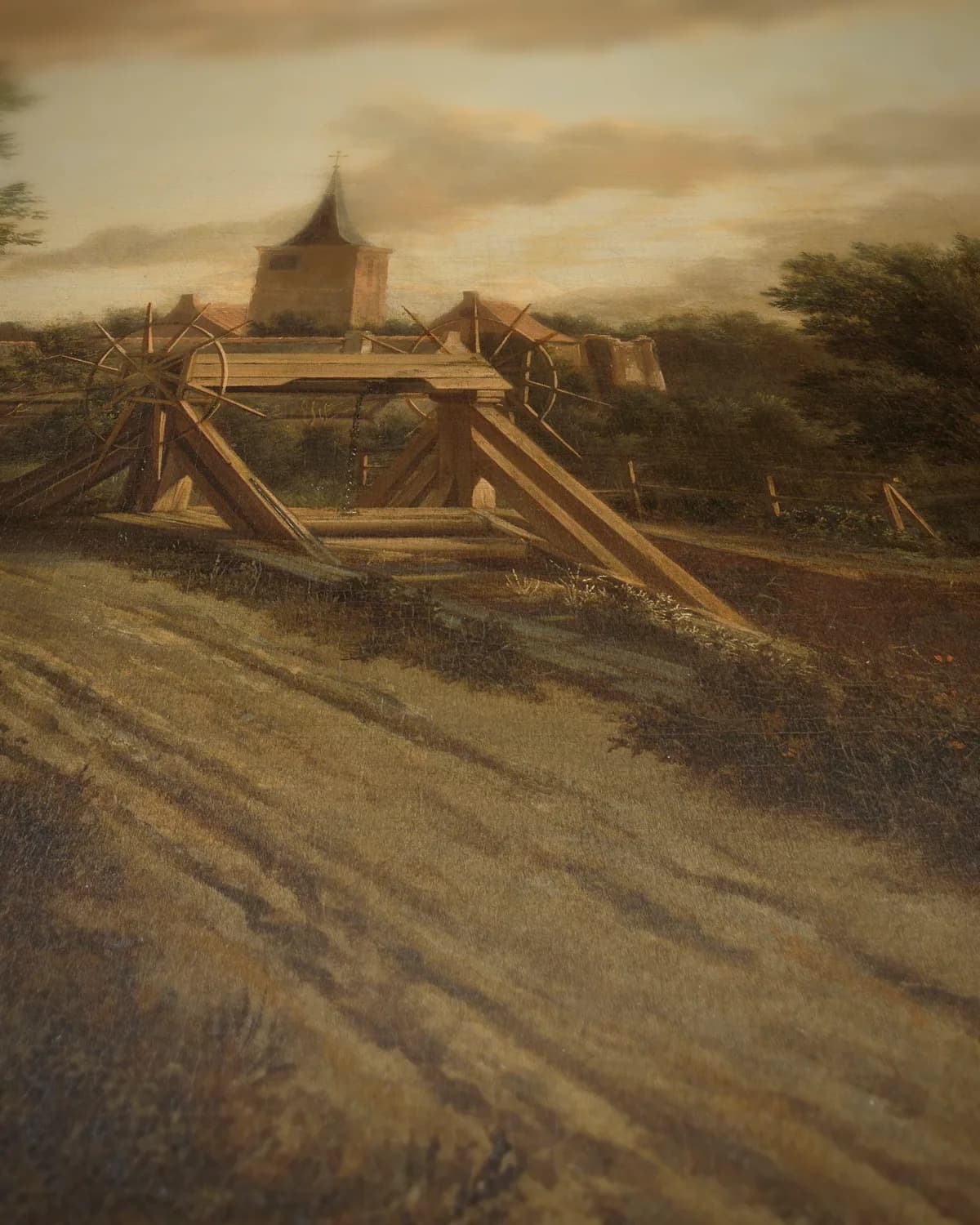 Landschap met de Overtoom op geweven fluweel, uitsnede 3 van 3