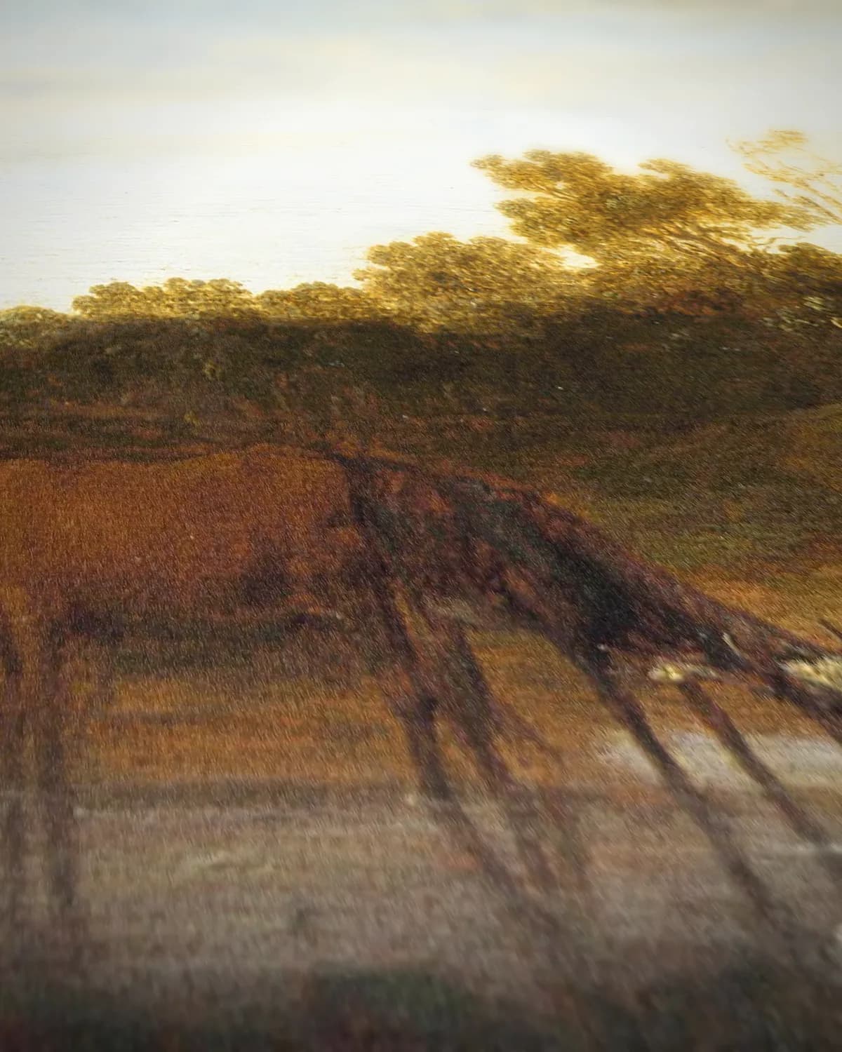 Landschap met de ruïne van de abdij van Rijnsburg op geweven fluweel, uitsnede 2 van 3