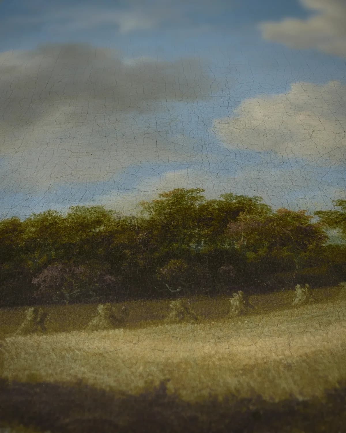 Landschap met een Korenveld op geweven fluweel, uitsnede 3 van 3